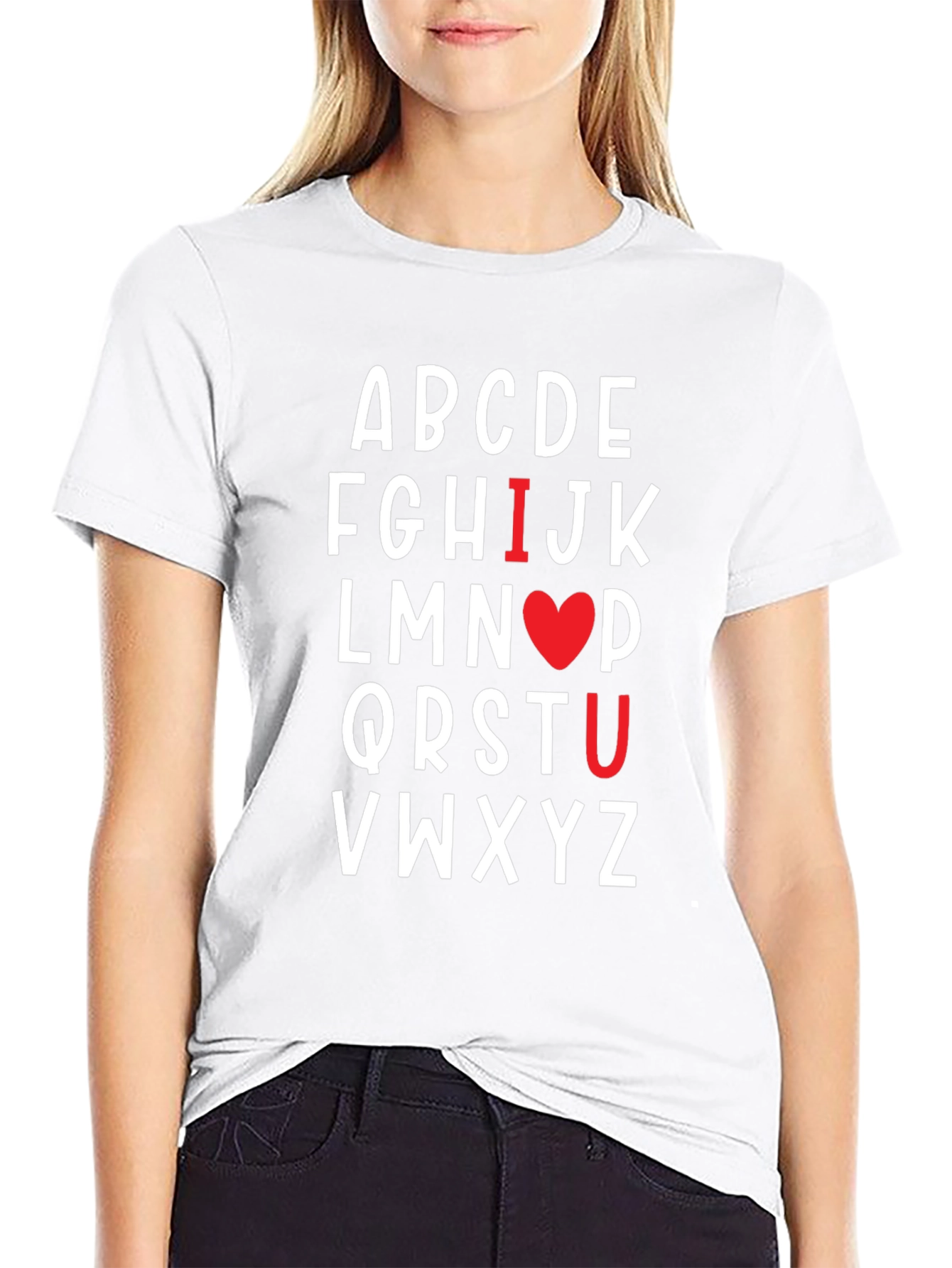 Black I Heart U Alphabet T-Shirt view 9