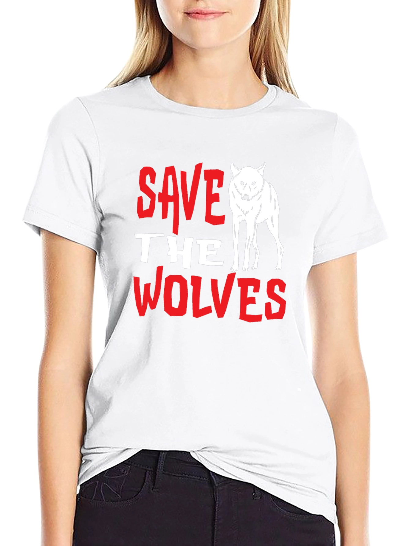 Black Save the Wolves Graphic Tee - Black view 9