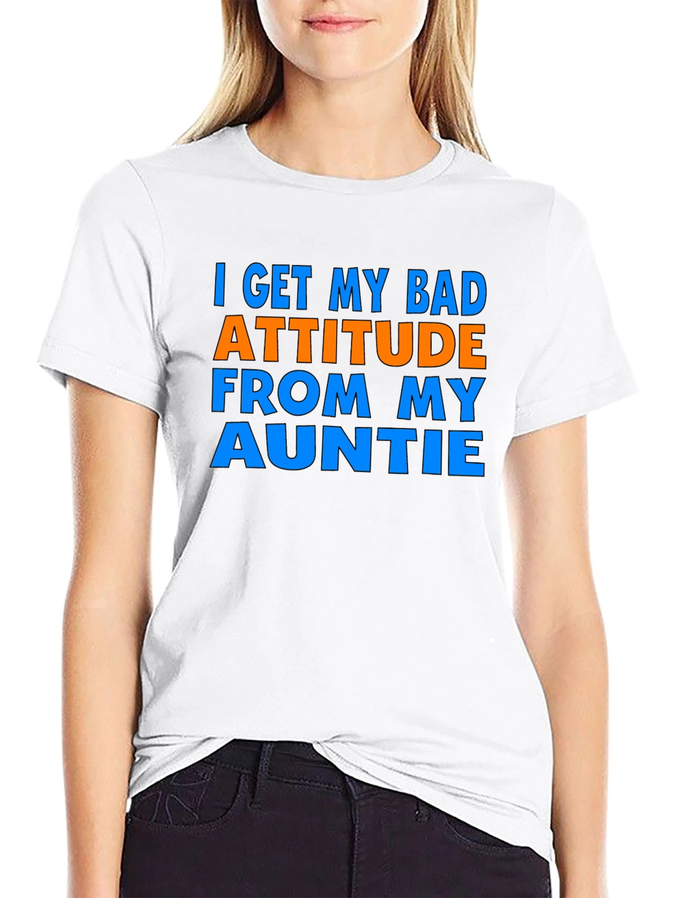 Black Bad Attitude Auntie T-Shirt - Sarcastic Novelty Tee view 9