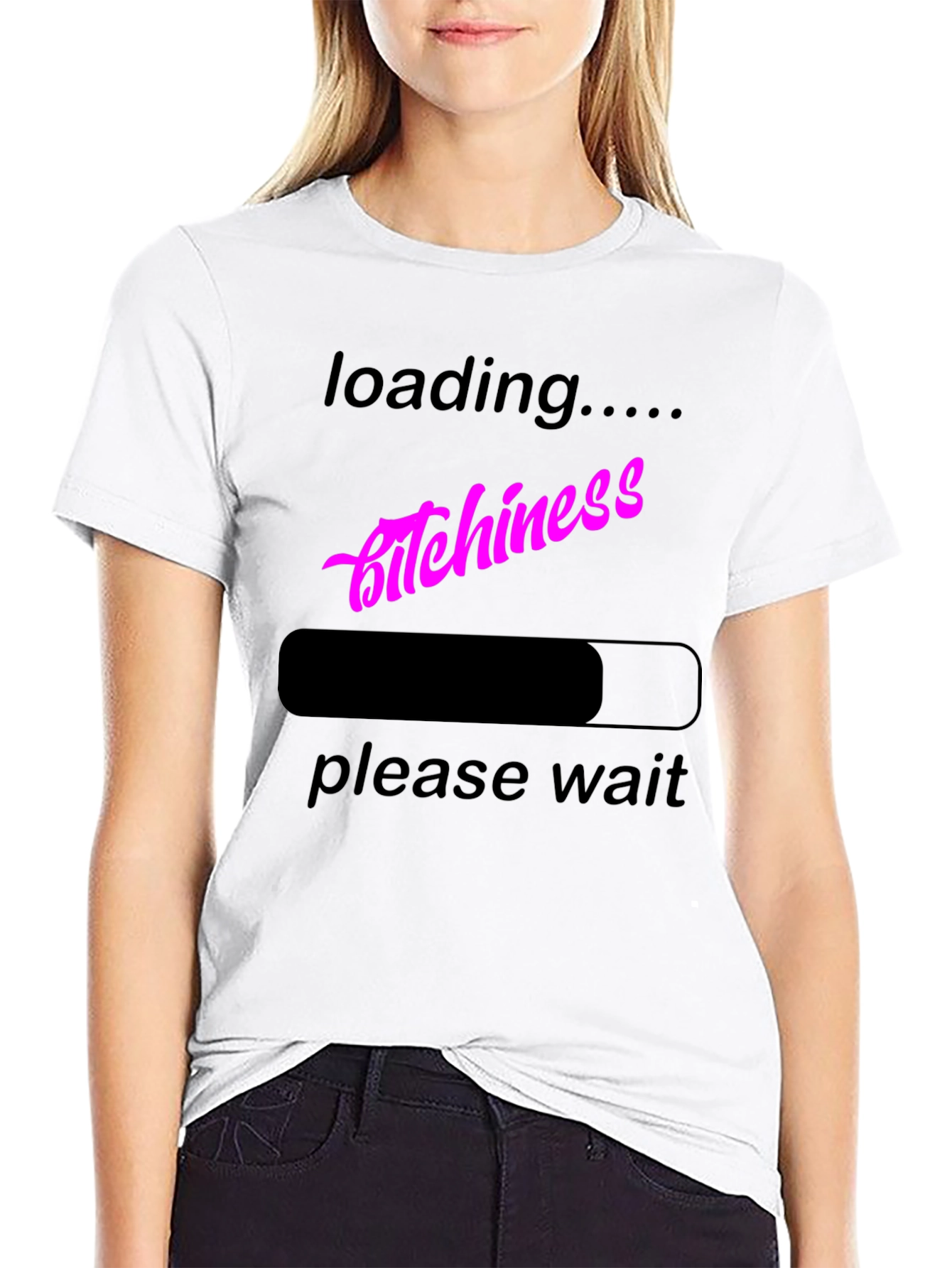 Black Loading Bitchiness T-Shirt, Funny Graphic Tee view 9