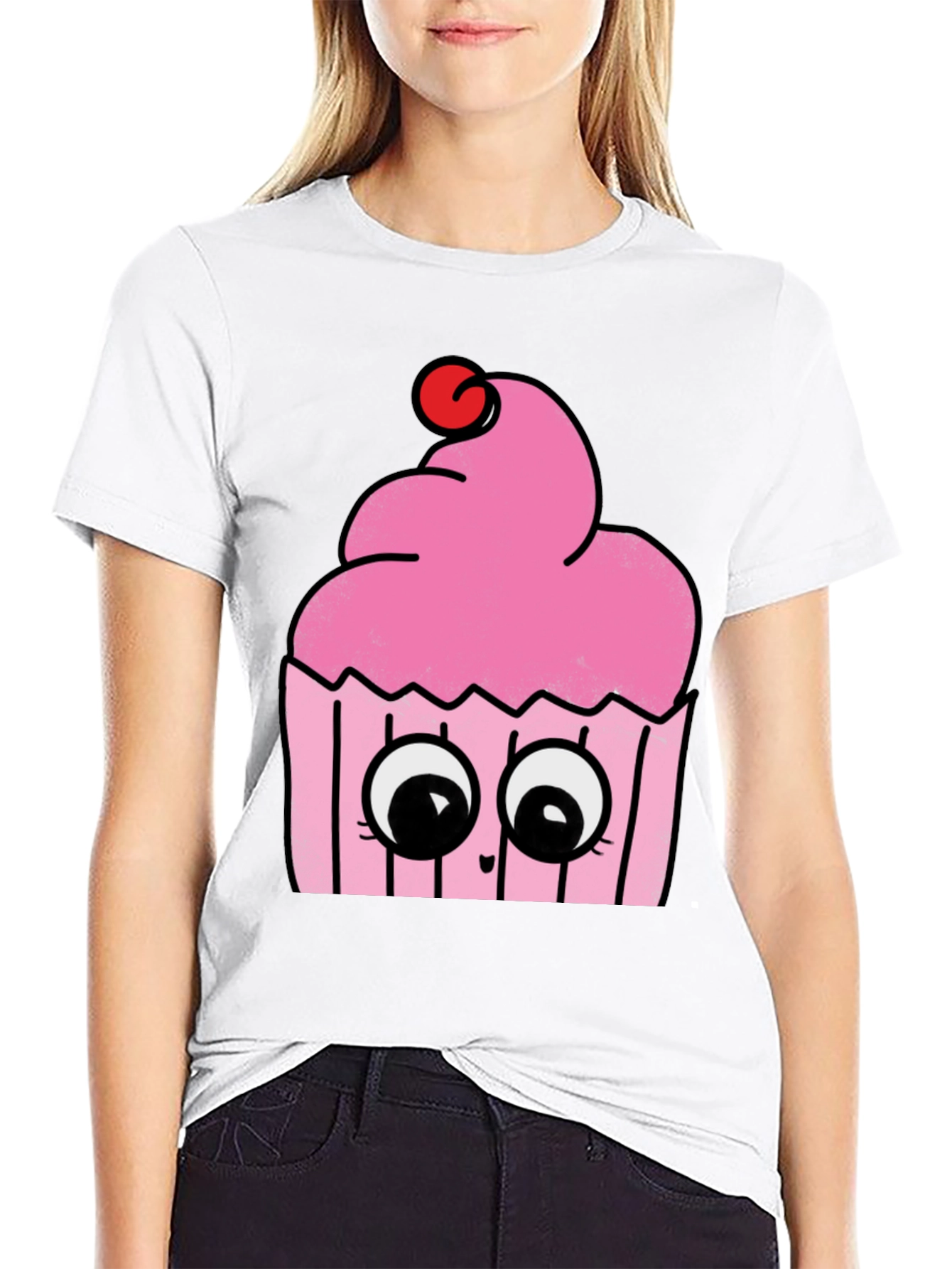 Black Cute Cupcake Graphic Tee - Soft Cotton Comfort view 9