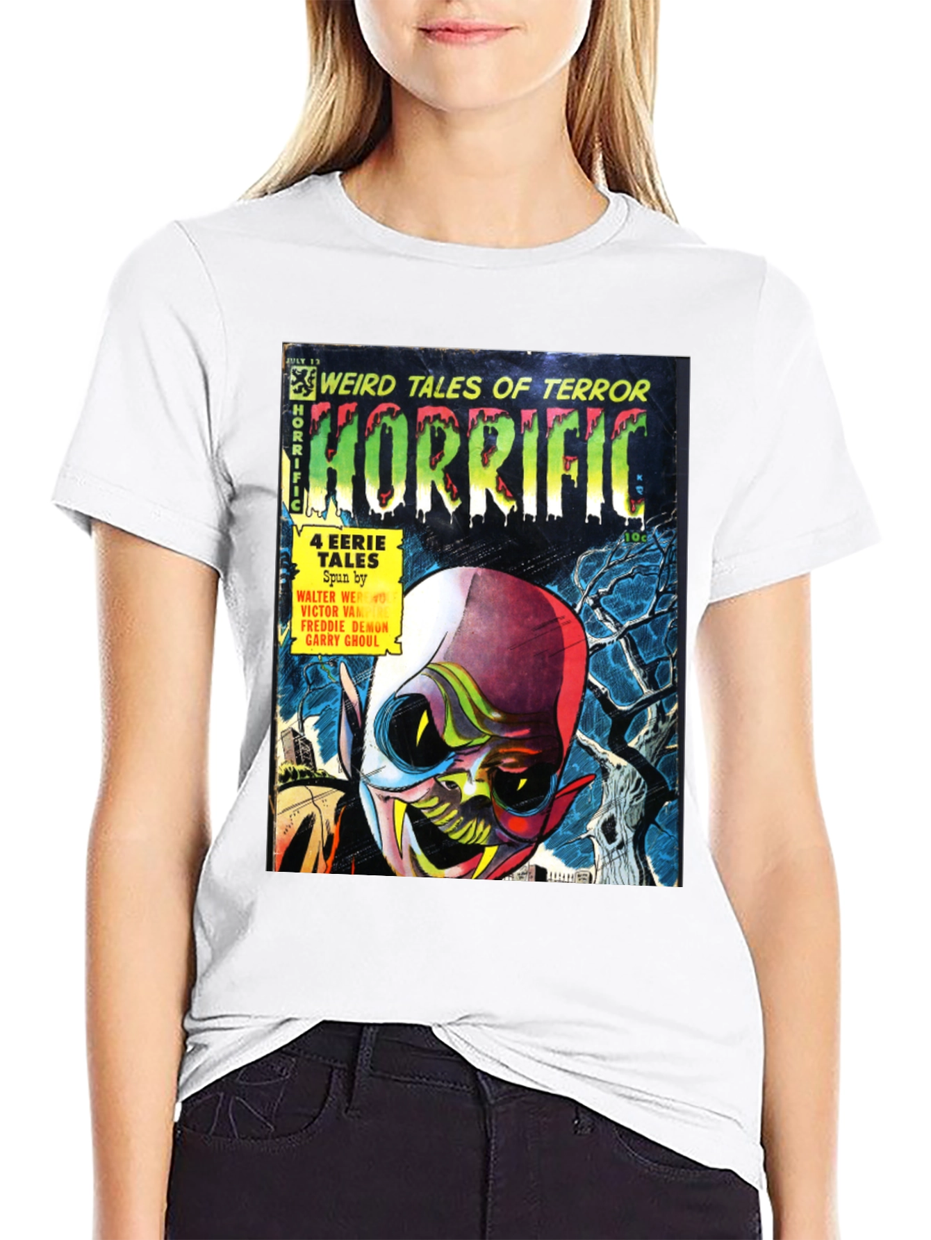 Black Horrific Comic Book T-Shirt view 9