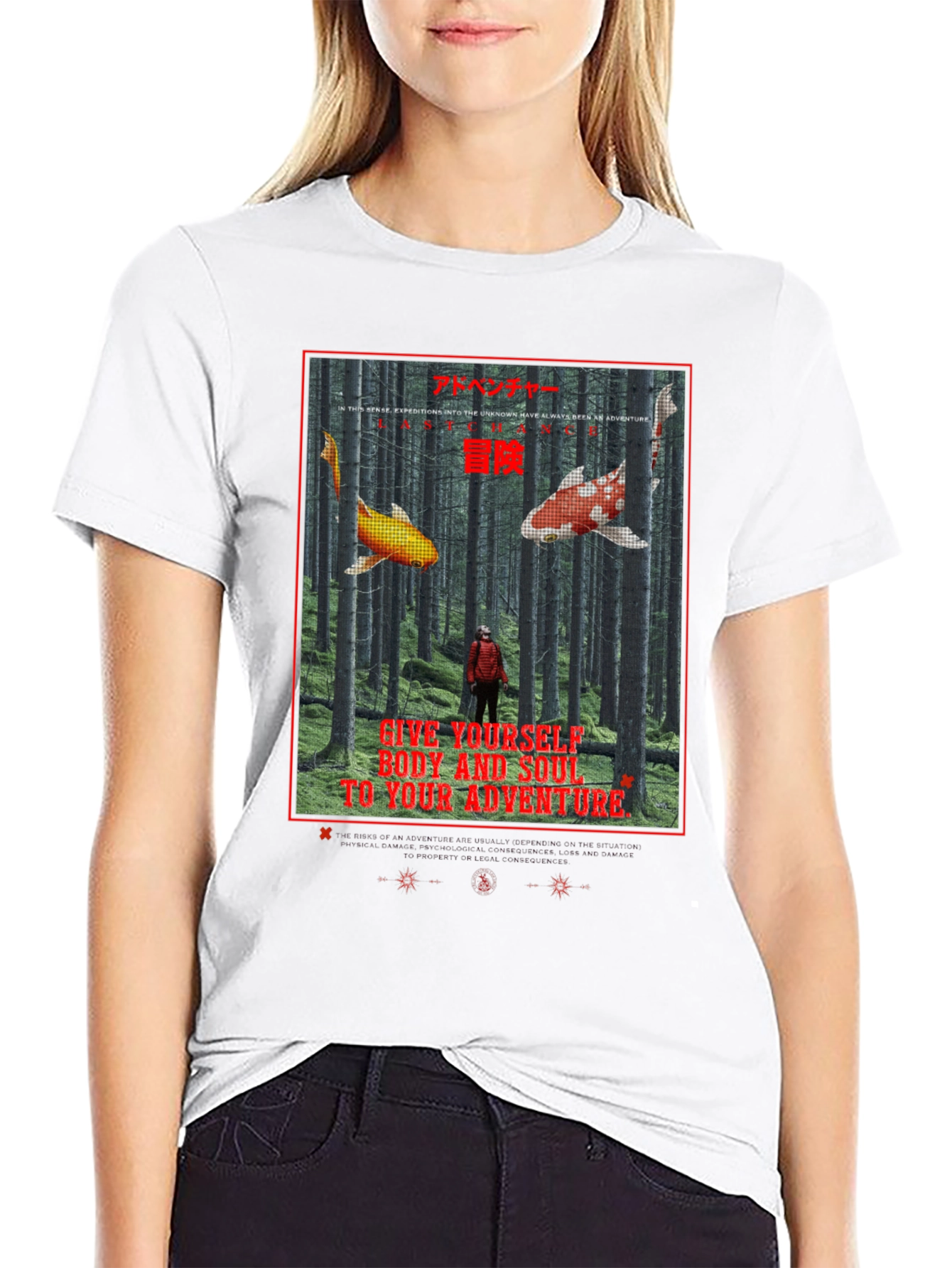 Black Adventure Koi Graphic T-Shirt view 9