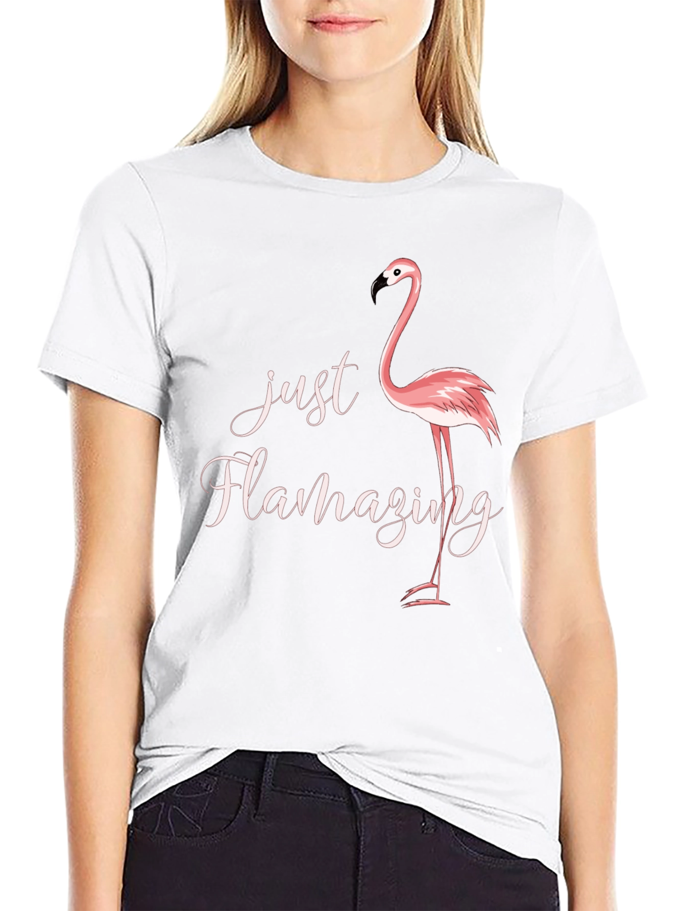 Black Just Flamazing Flamingo Graphic Tee - Black view 9