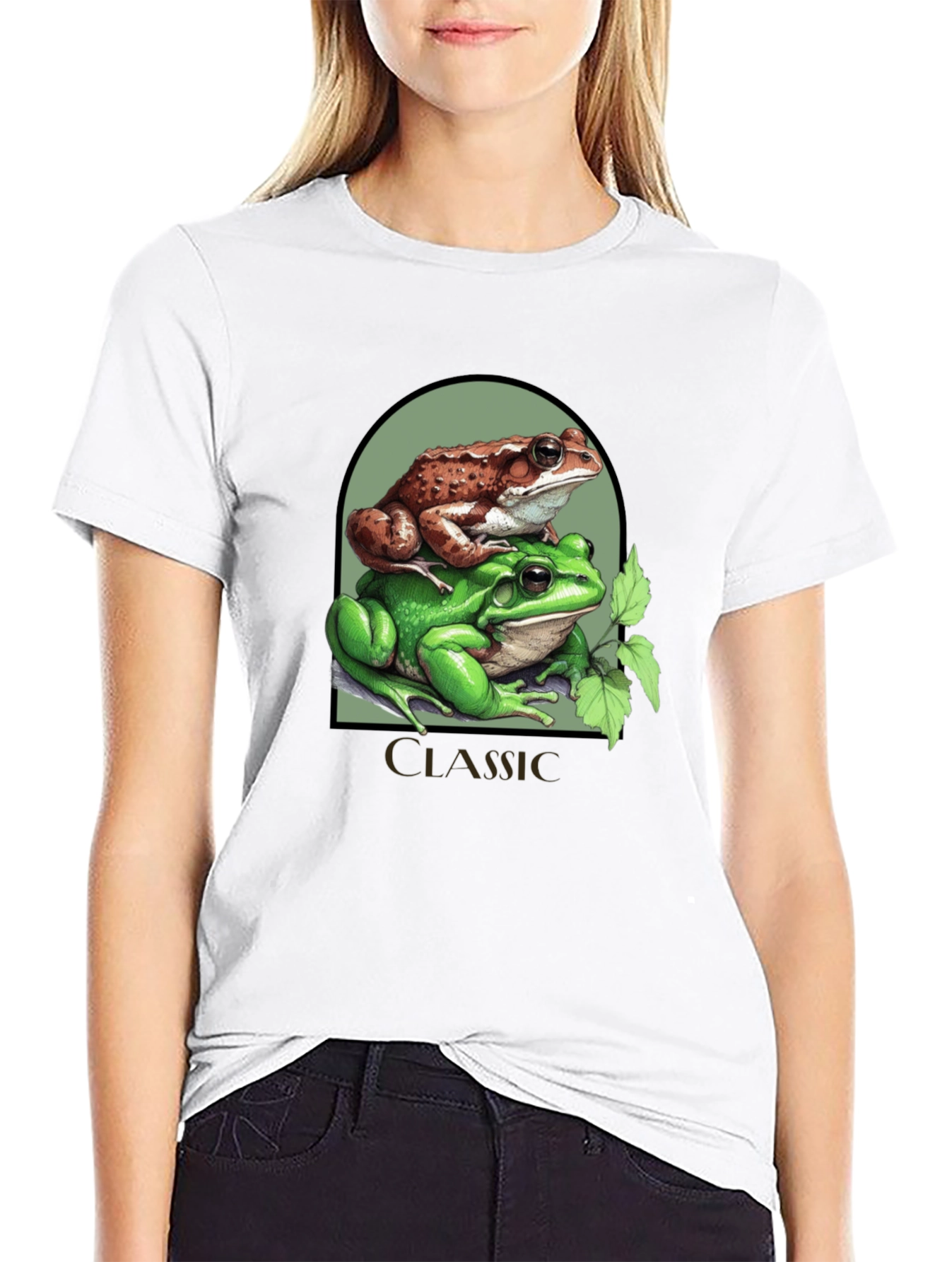 Black Classic Frog Stack T-Shirt - Novelty Graphic Tee view 9