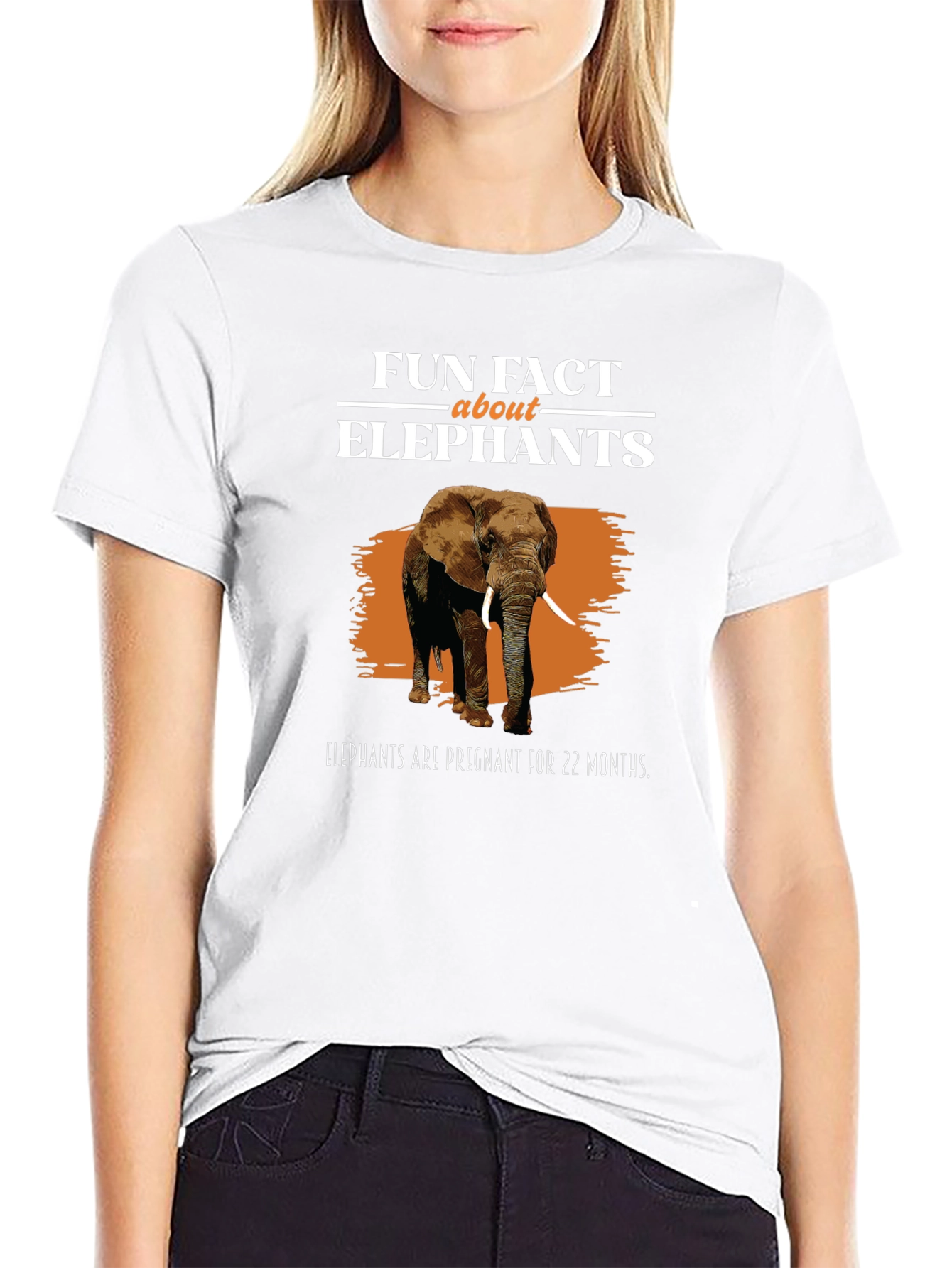 Black Fun Fact About Elephants Graphic T-Shirt view 9