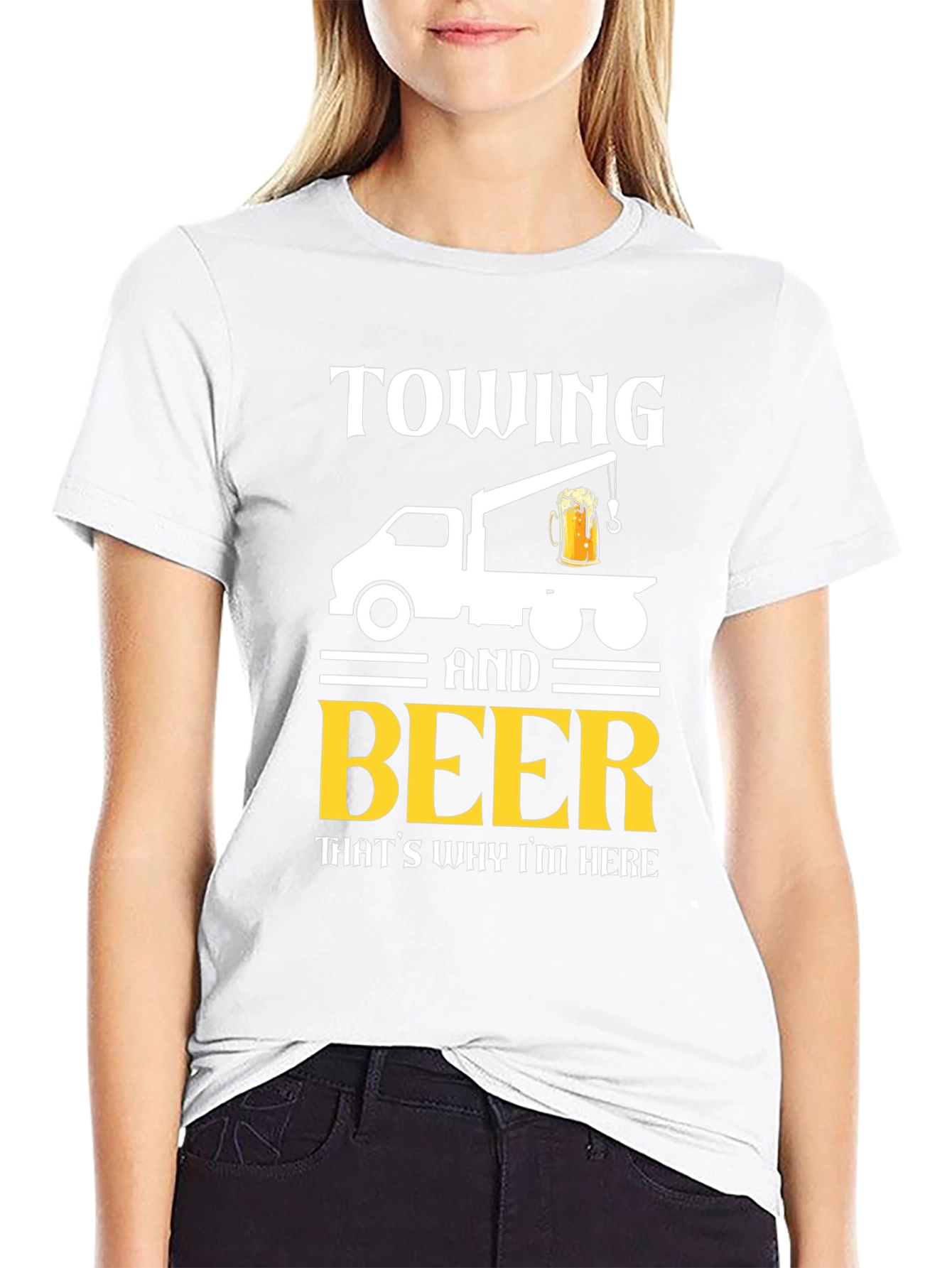Black Towing & Beer T-Shirt - Funny Tow Truck Driver Tee view 9