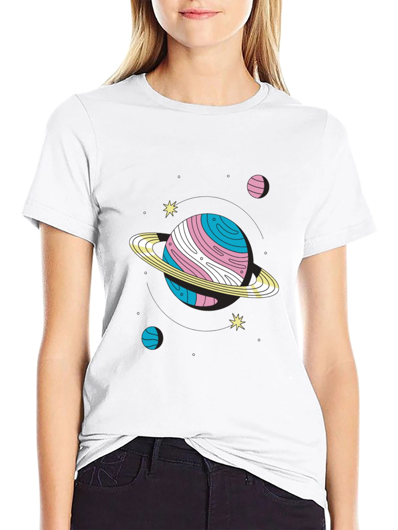 Black Trans Pride Planet Graphic T-Shirt view 9