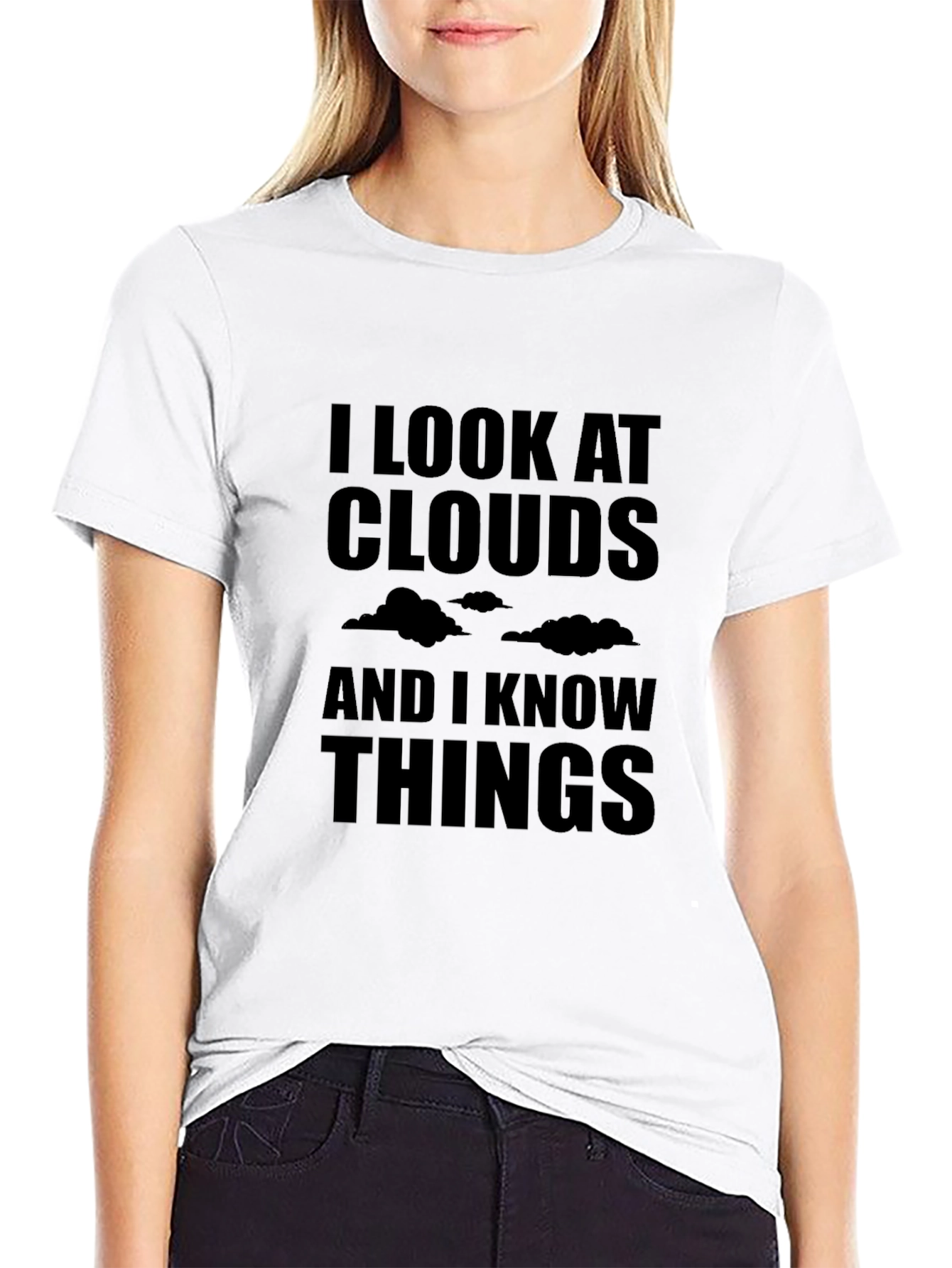 Black I Look at Clouds and I Know Things Men's Black T-Shirt view 9