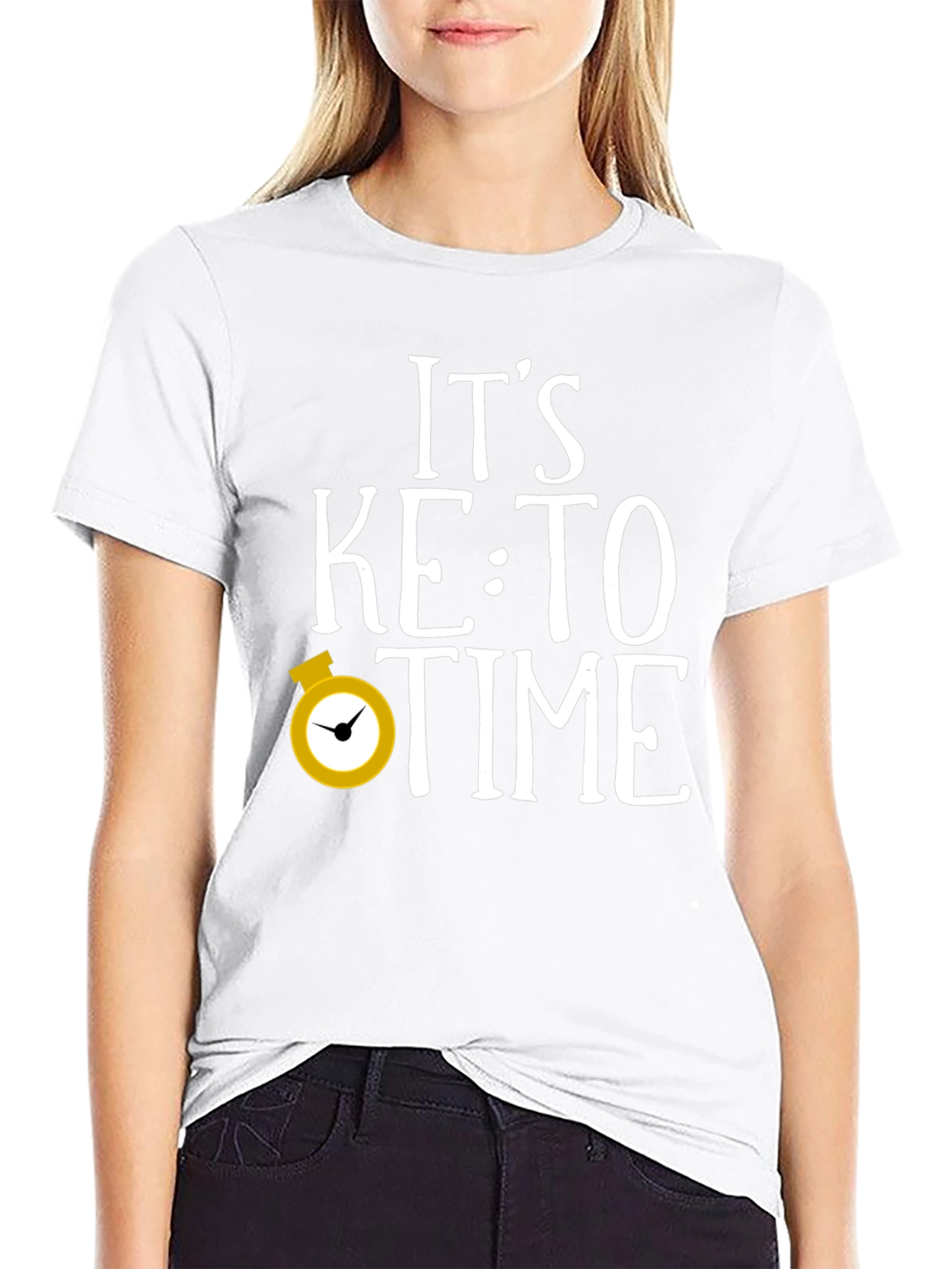 Black It's Keto Time Funny Graphic T-Shirt view 9
