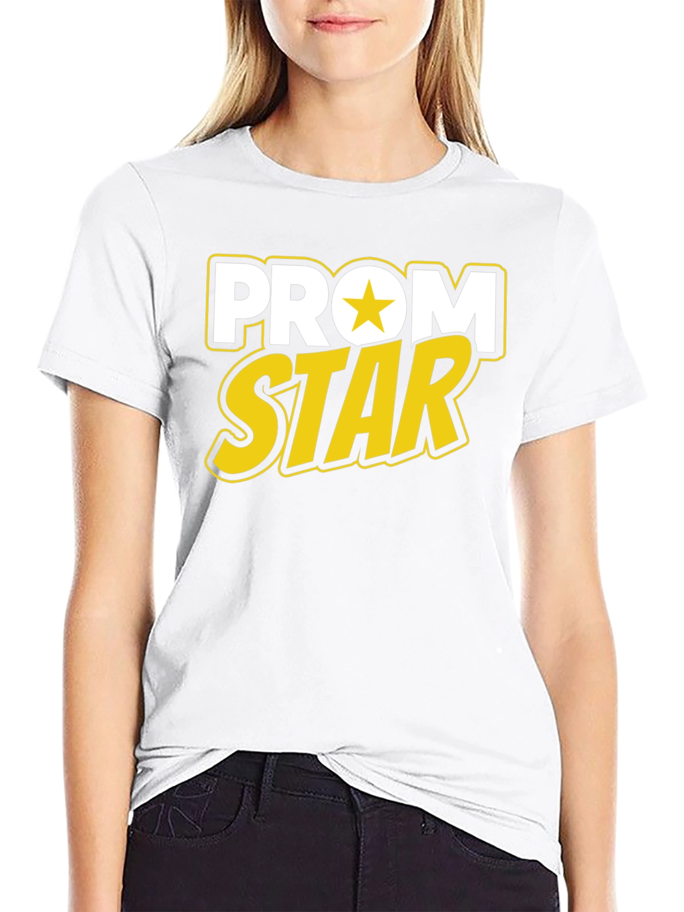 Black Prom Star Graphic Tee - Black Cotton T-Shirt view 9