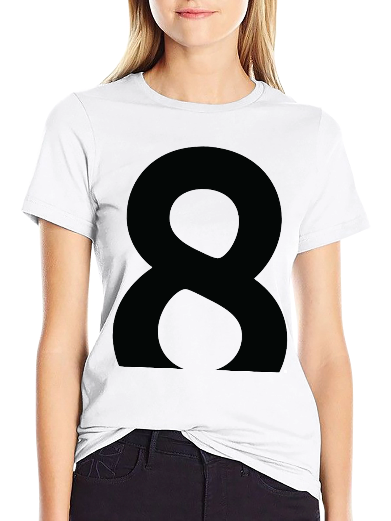 Black Black T-Shirt with Number Eight Graphic view 9