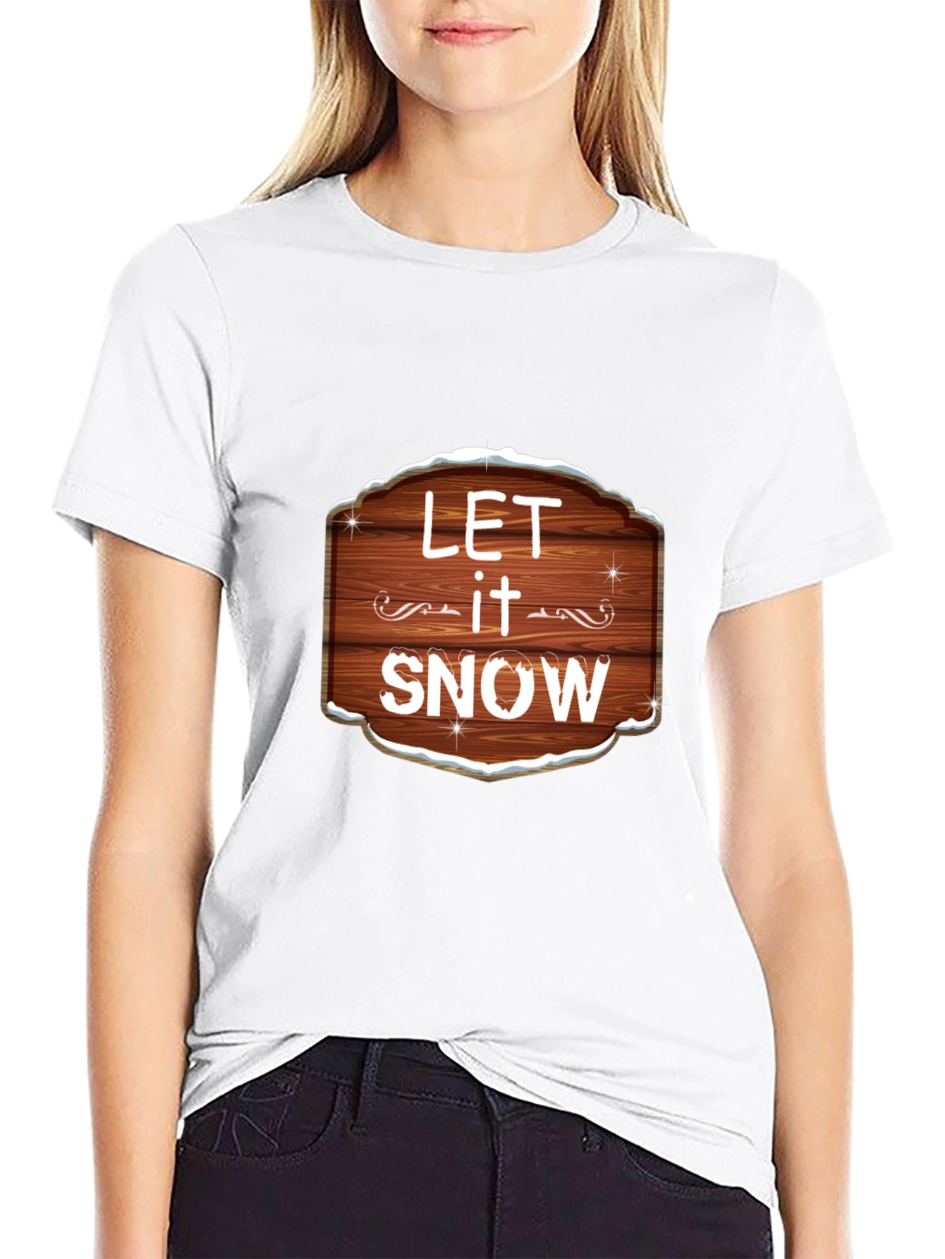 Black Let it Snow Graphic Tee - Festive Holiday Shirt view 9
