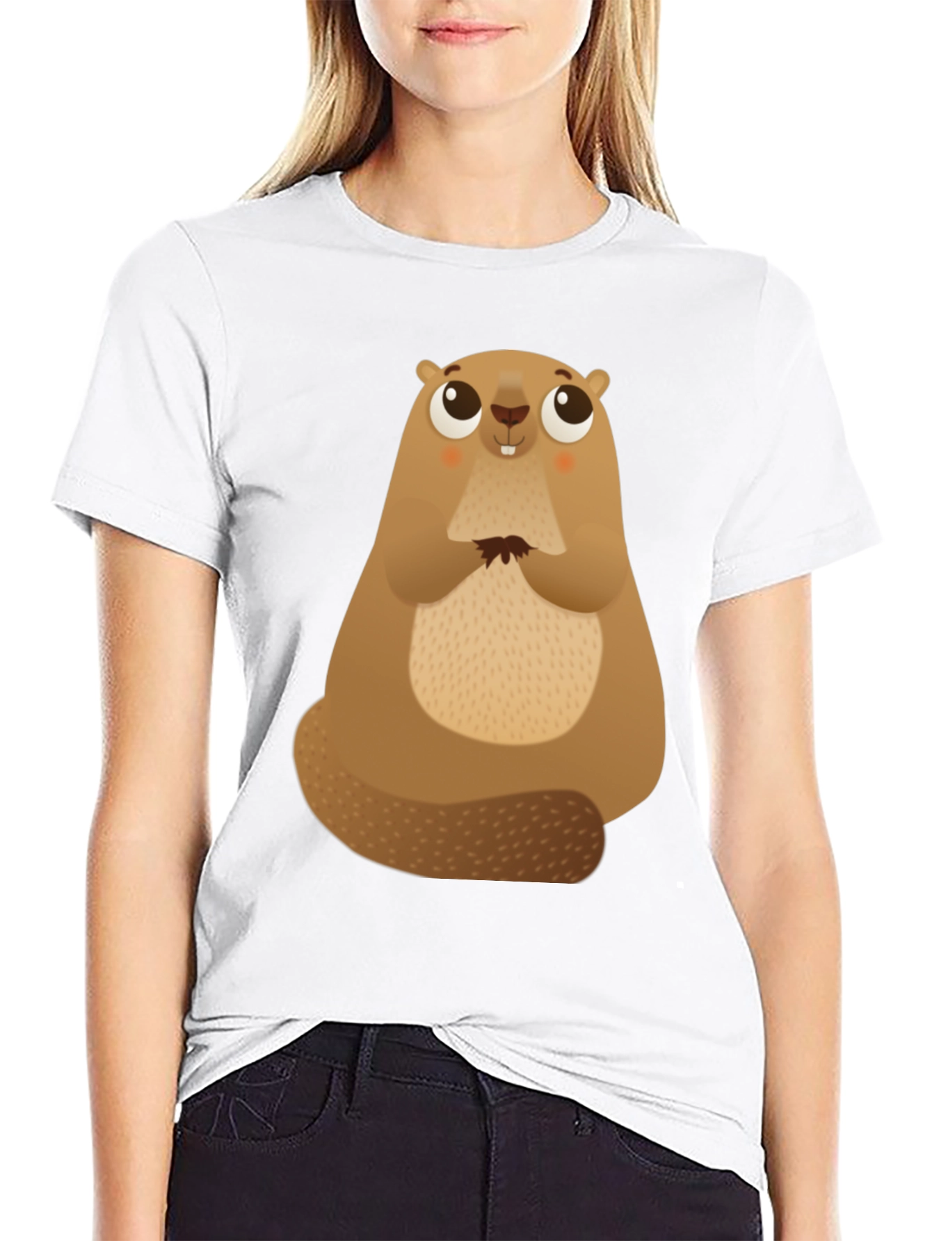 Black Cute Beaver Graphic Tee - Soft Cotton Comfort view 9