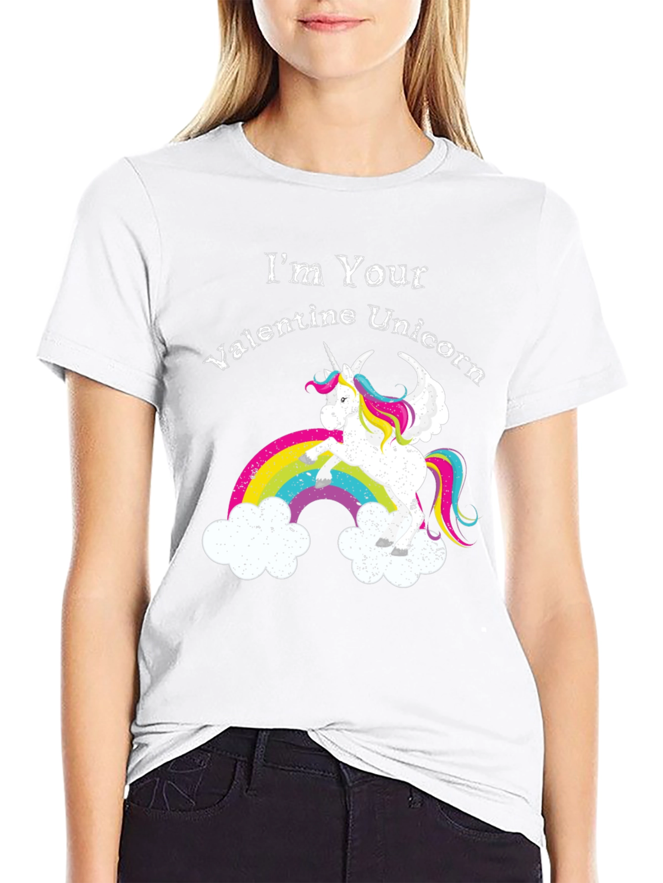 Black Valentine Unicorn Graphic Tee - Men's Black T-Shirt view 9