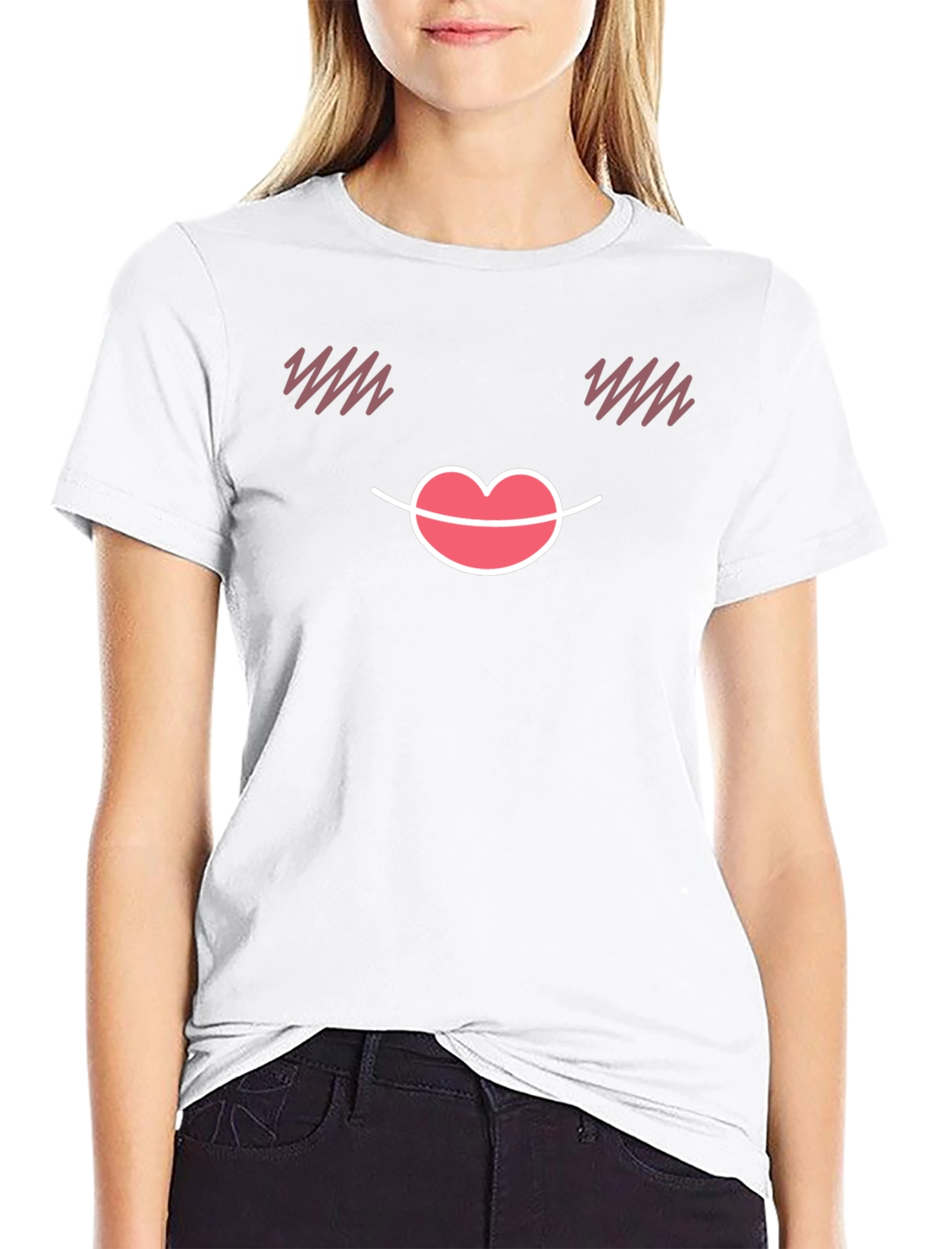 Black Cute Emoji Face Black T-Shirt view 9