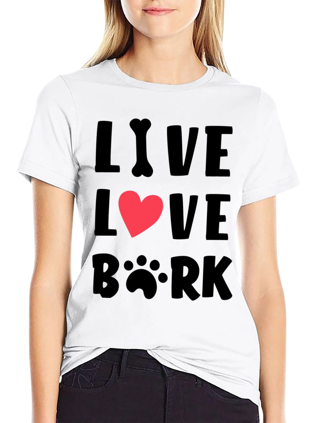 Black Live Love Bark T-Shirt - Dog Lover Tee view 9