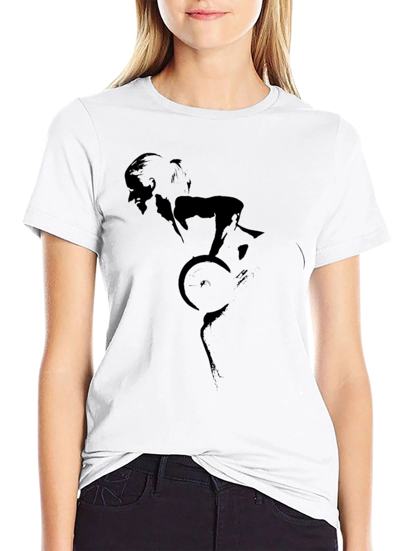 Black Cyclist Silhouette Graphic Tee - Black view 9