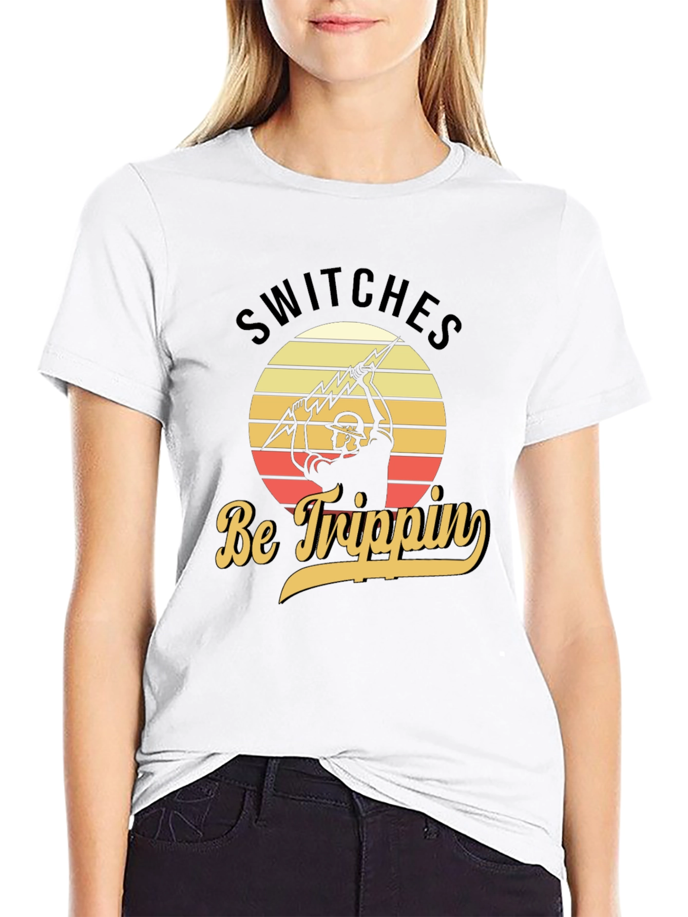 Black Switches Be Trippin' Electrician T-Shirt view 9