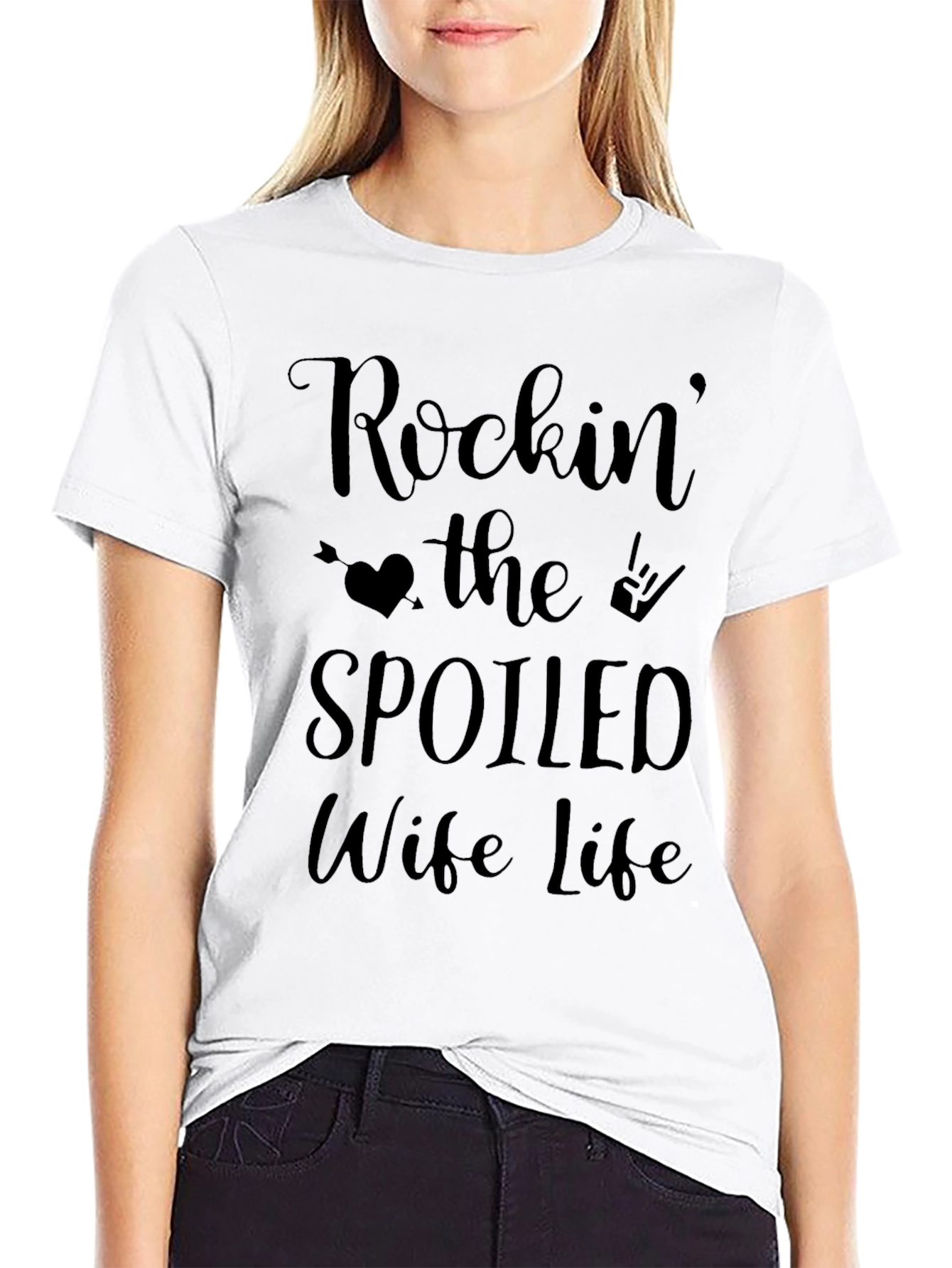 Black Rockin' the Spoiled Wife Life Tee - Black view 9