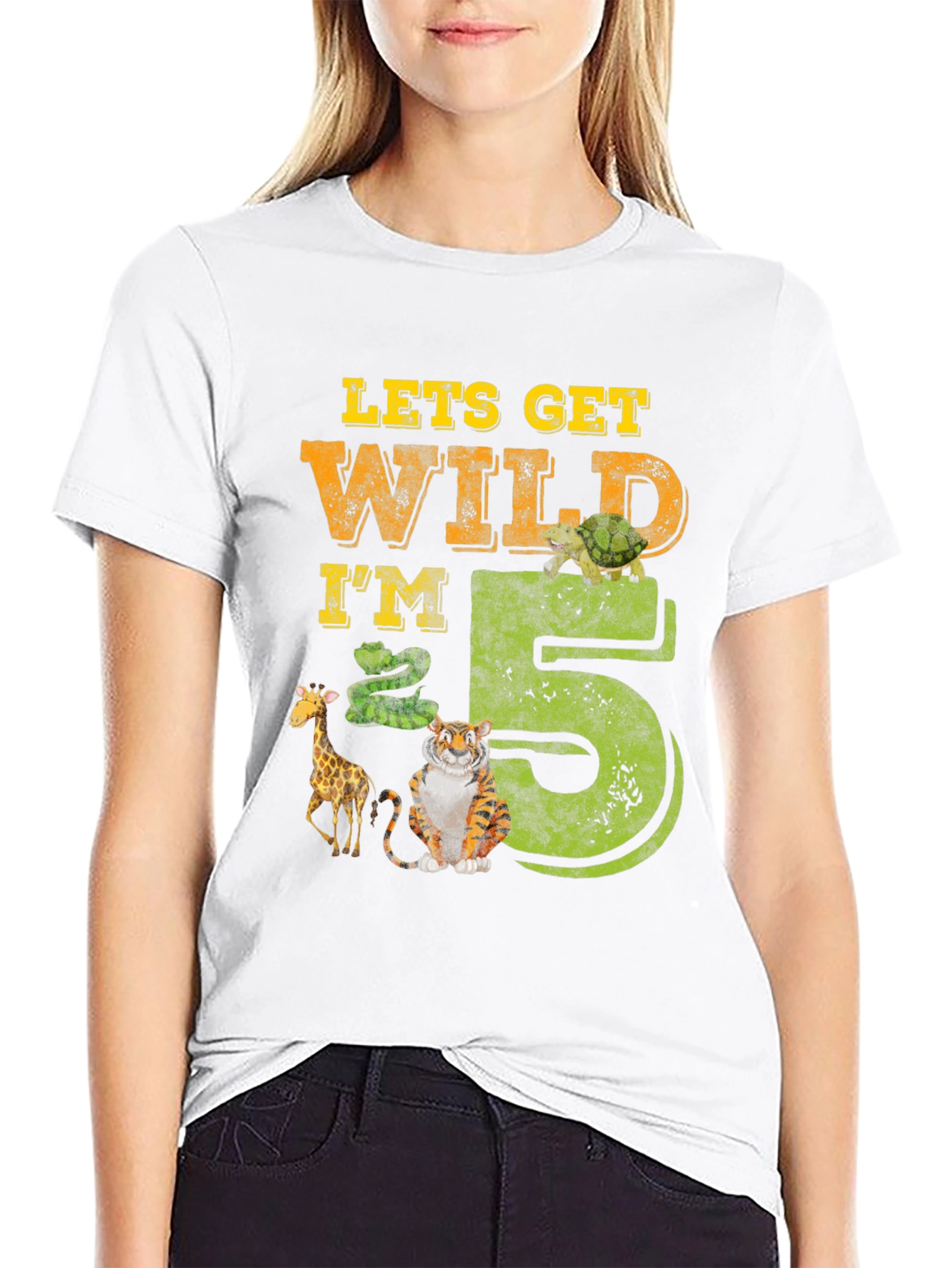 Black Lets Get Wild I'm 5 Birthday T-Shirt view 9
