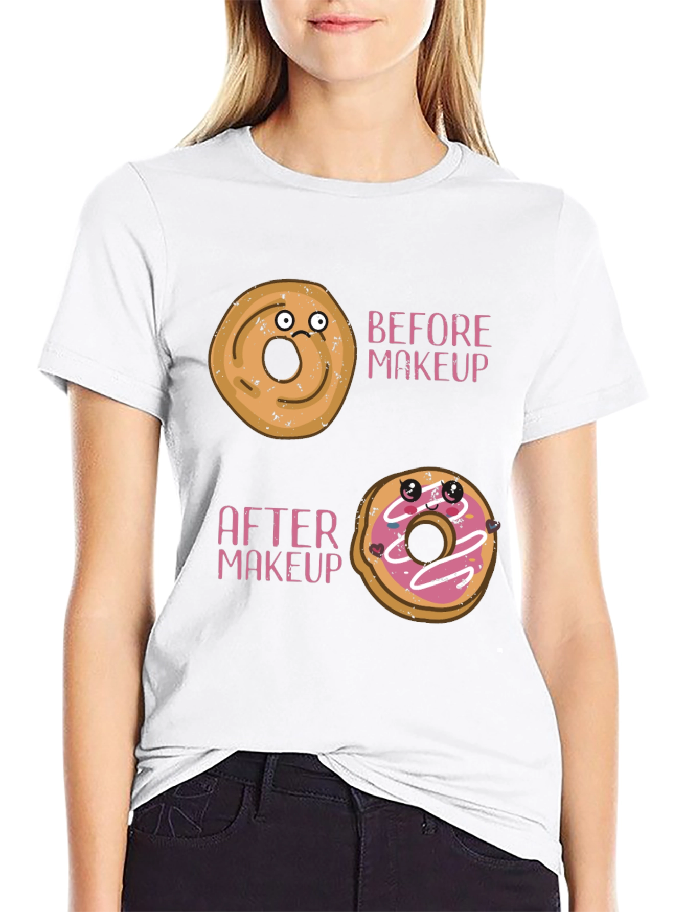 Black Funny Donut Makeup T-Shirt view 9