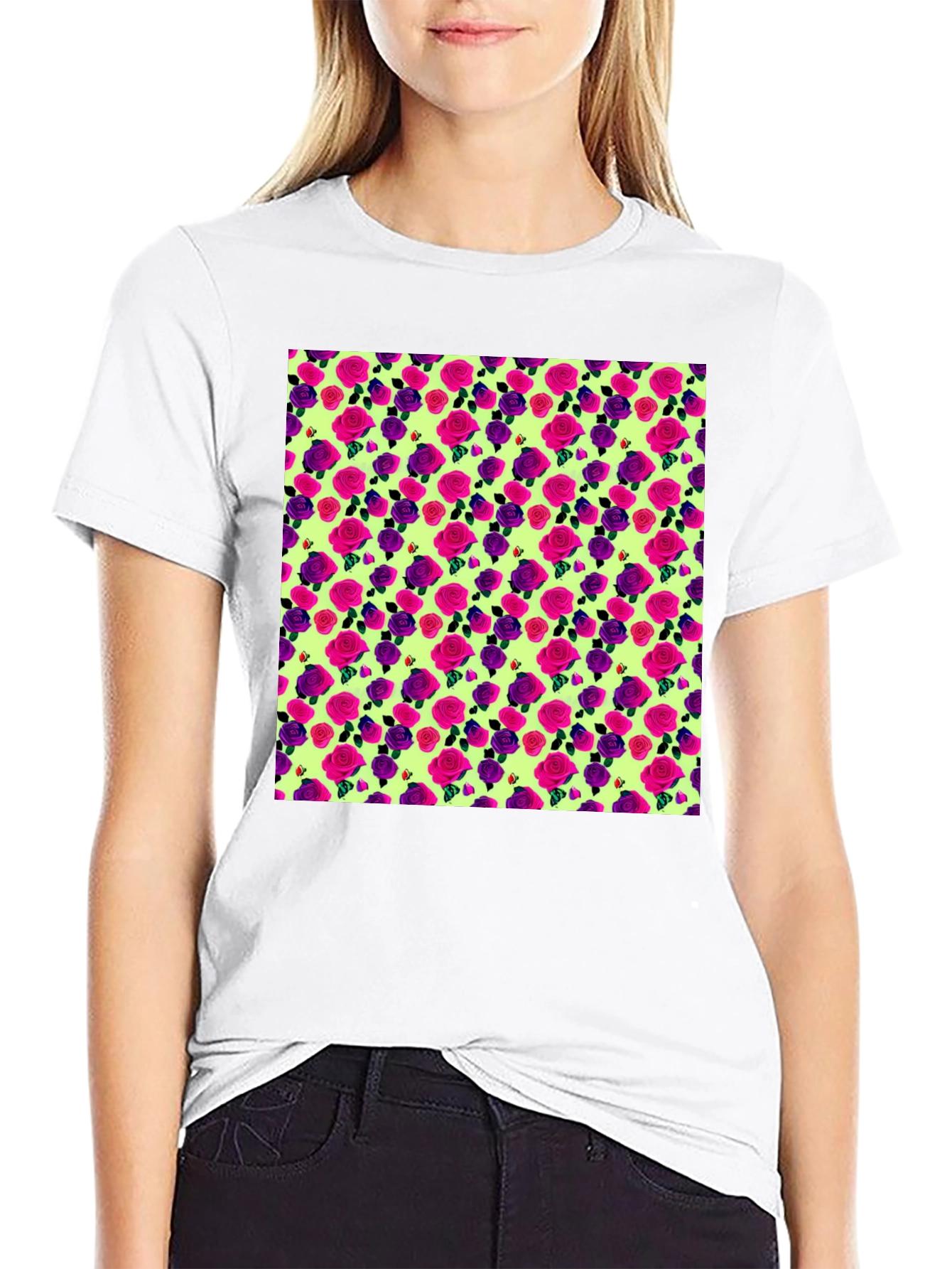 Black Floral Roses T-Shirt view 9