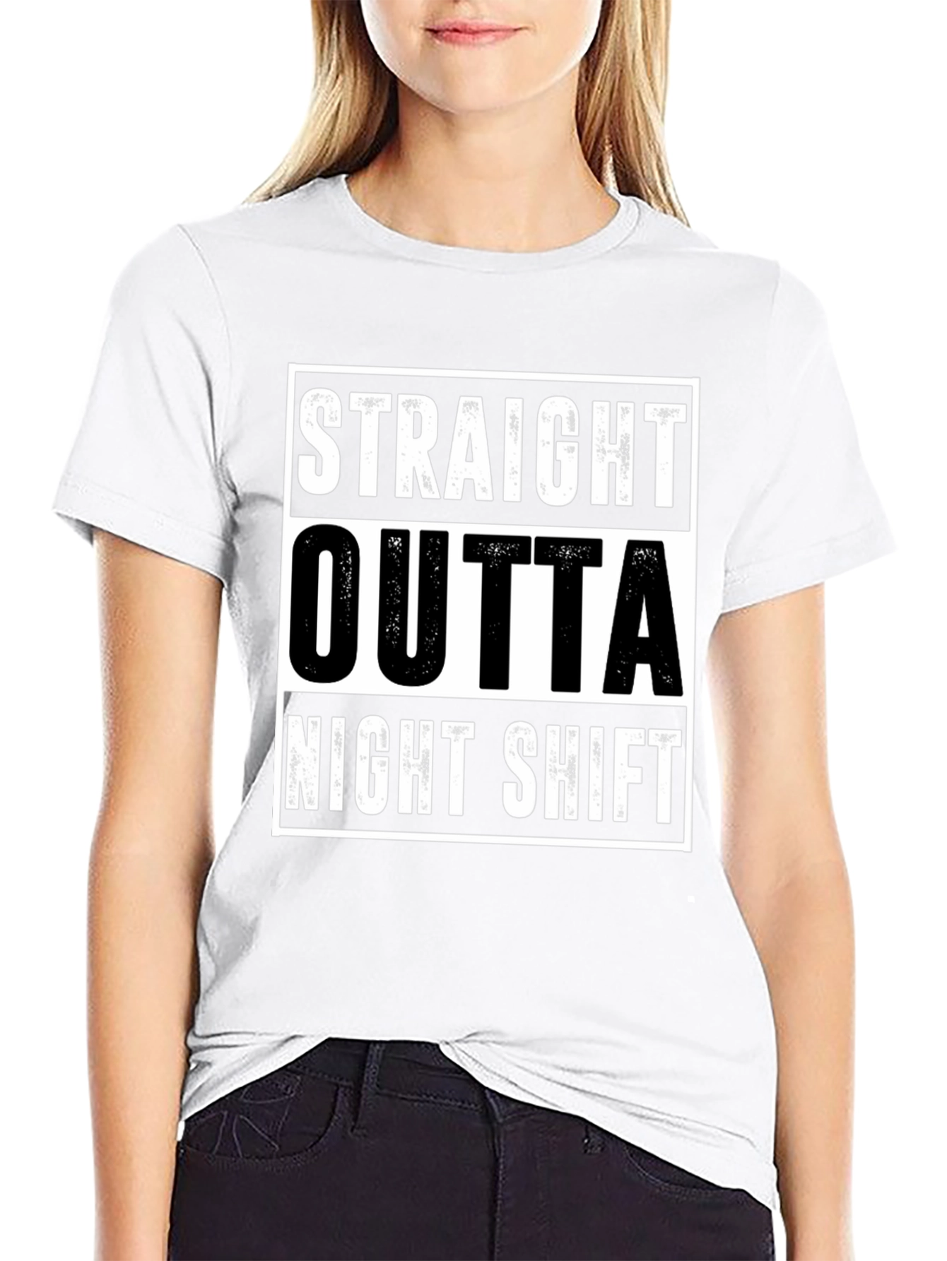 Black Straight Outta Night Shift Black Tee view 9