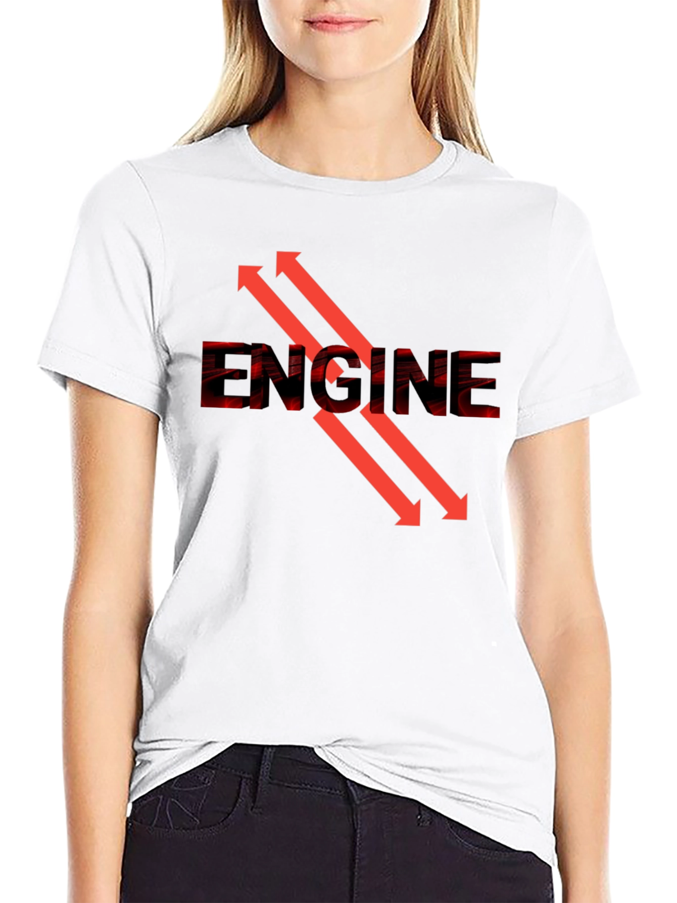 Black Engine Arrow Graphic Tee - Cool Automotive Design view 9