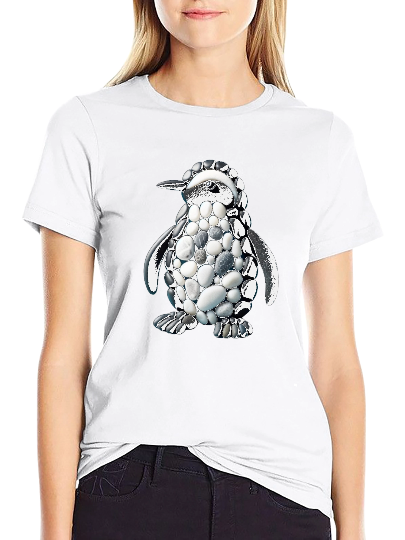 Black Stone Penguin Graphic Tee - Unique Design view 9
