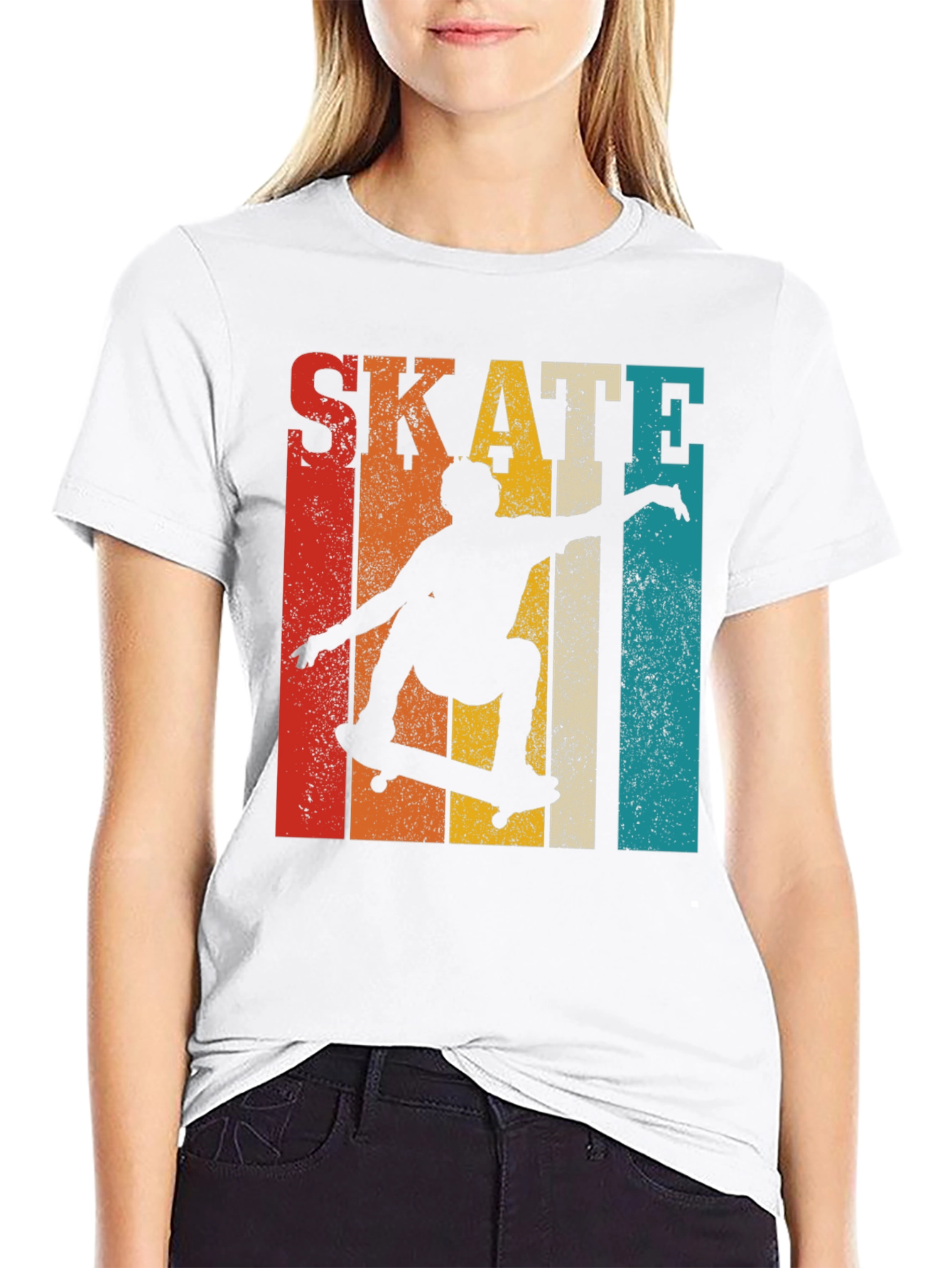 Black Retro Skateboarding Graphic T-Shirt view 9