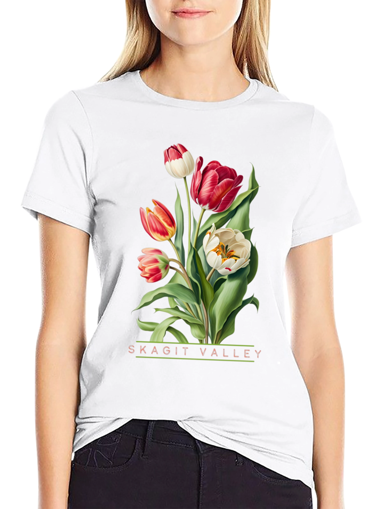 Black Skagit Valley Tulips Graphic Tee view 9