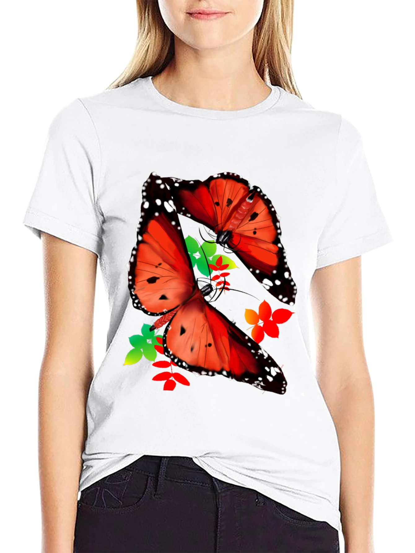 Black Butterfly Graphic Print T-Shirt view 9