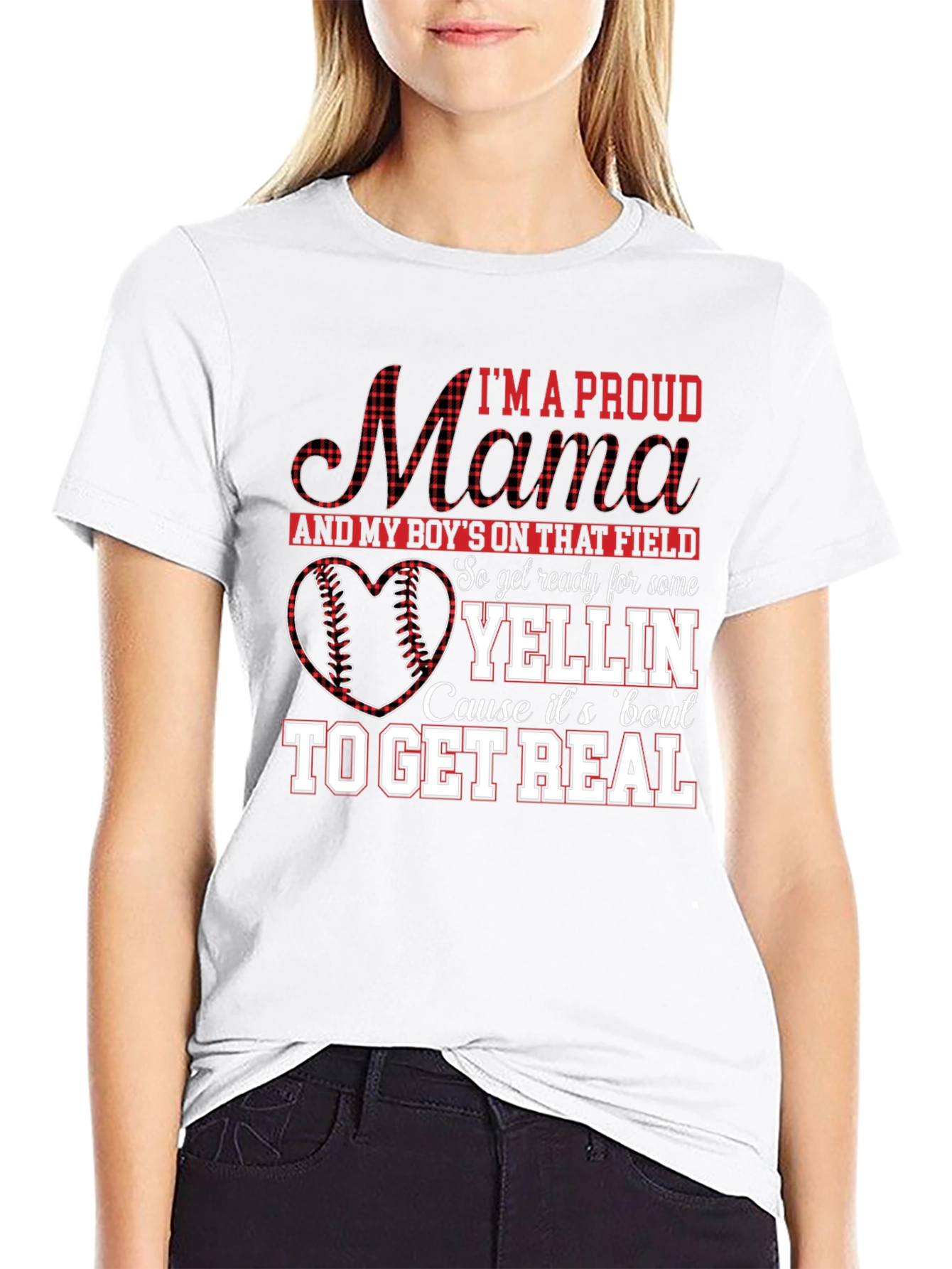 Black Proud Baseball Mama T-Shirt view 9
