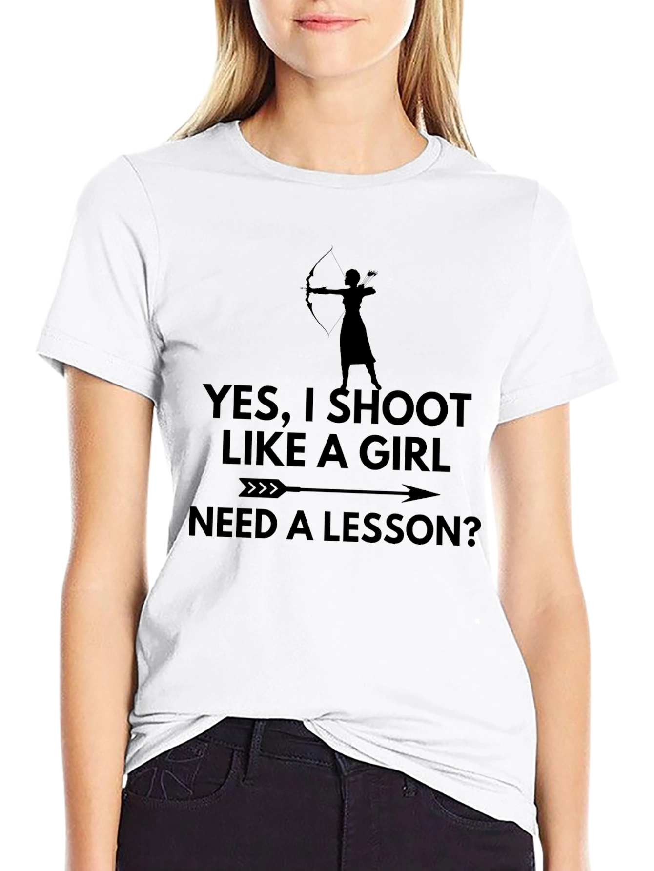 Black Yes, I Shoot Like A Girl T-Shirt view 9