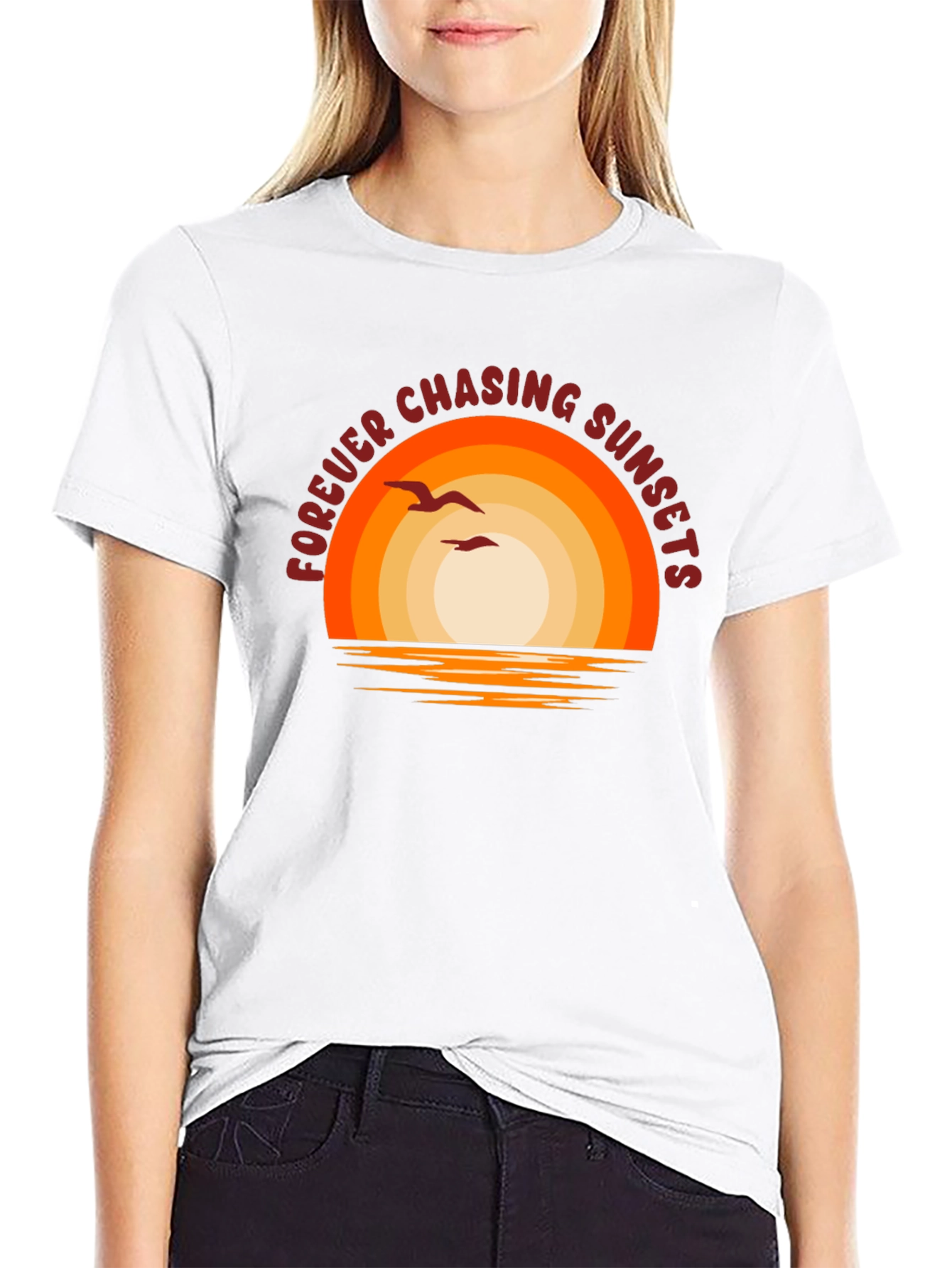 Black Forever Chasing Sunsets Graphic T-Shirt view 9