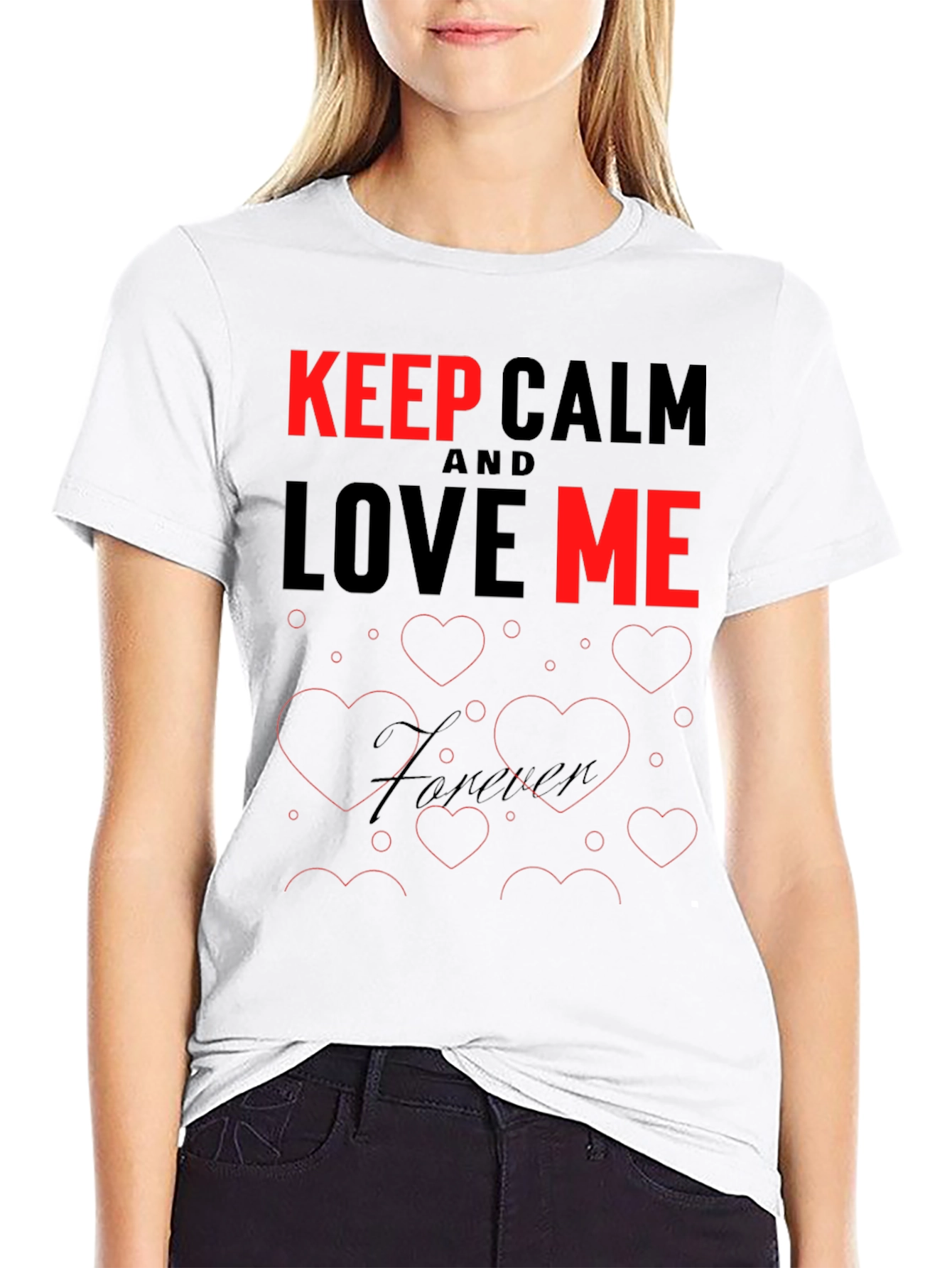 Black Keep Calm and Love Me T-Shirt view 9