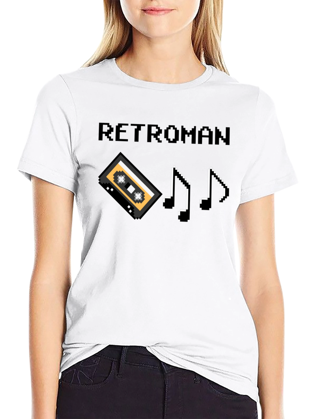 Retroman Retro 8-bit T-Shirt - Cassette & Music Notes - 9