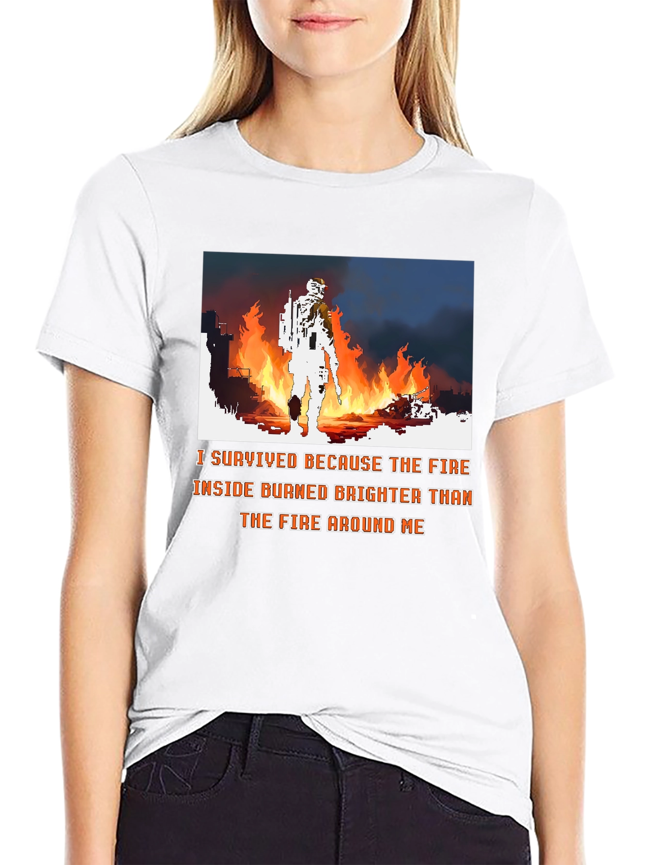 Black I Survived the Fire Graphic Tee - Courage and Resilience view 9