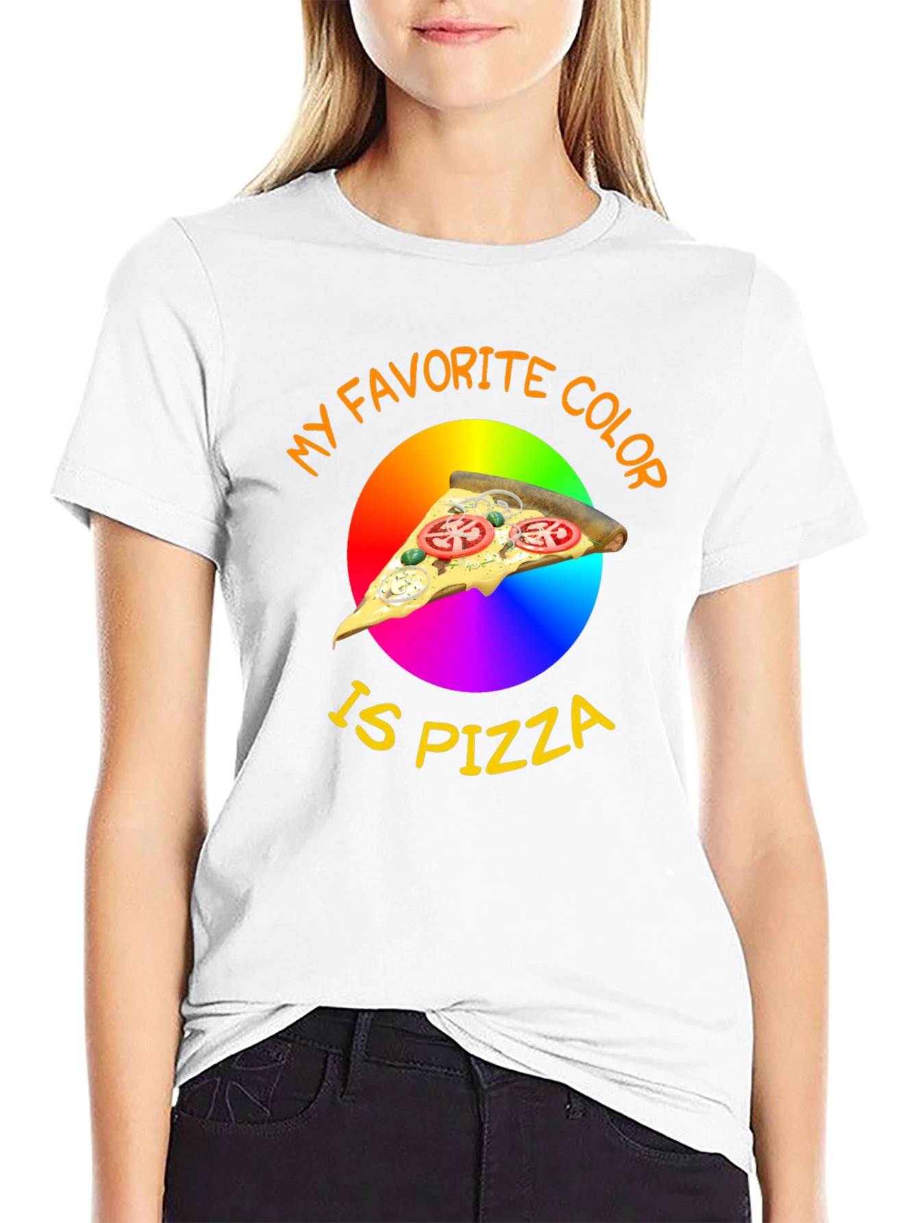 Black My Favorite Color is Pizza T-Shirt view 9