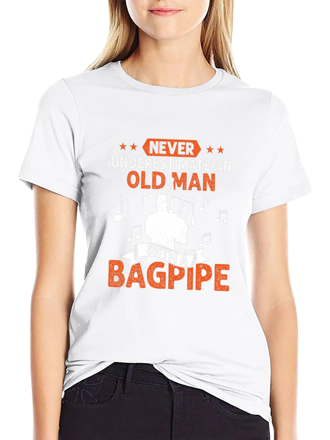 Black Never Underestimate Old Man Bagpipe T-Shirt view 9