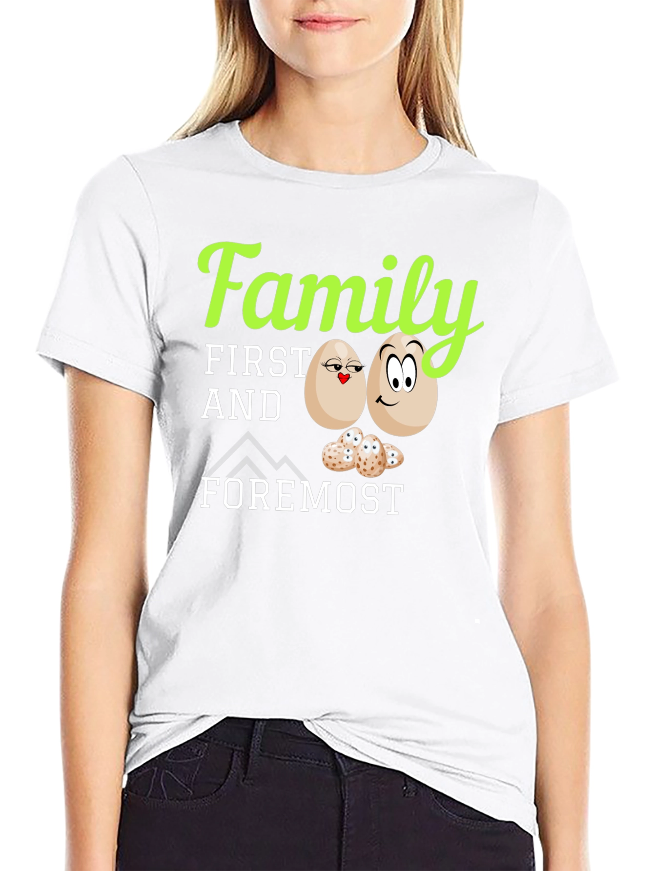 Black Family First T-Shirt - Cute Egg Design view 9