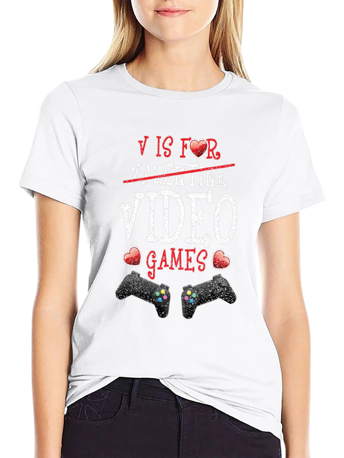 Black Video Games Valentine's T-Shirt view 9