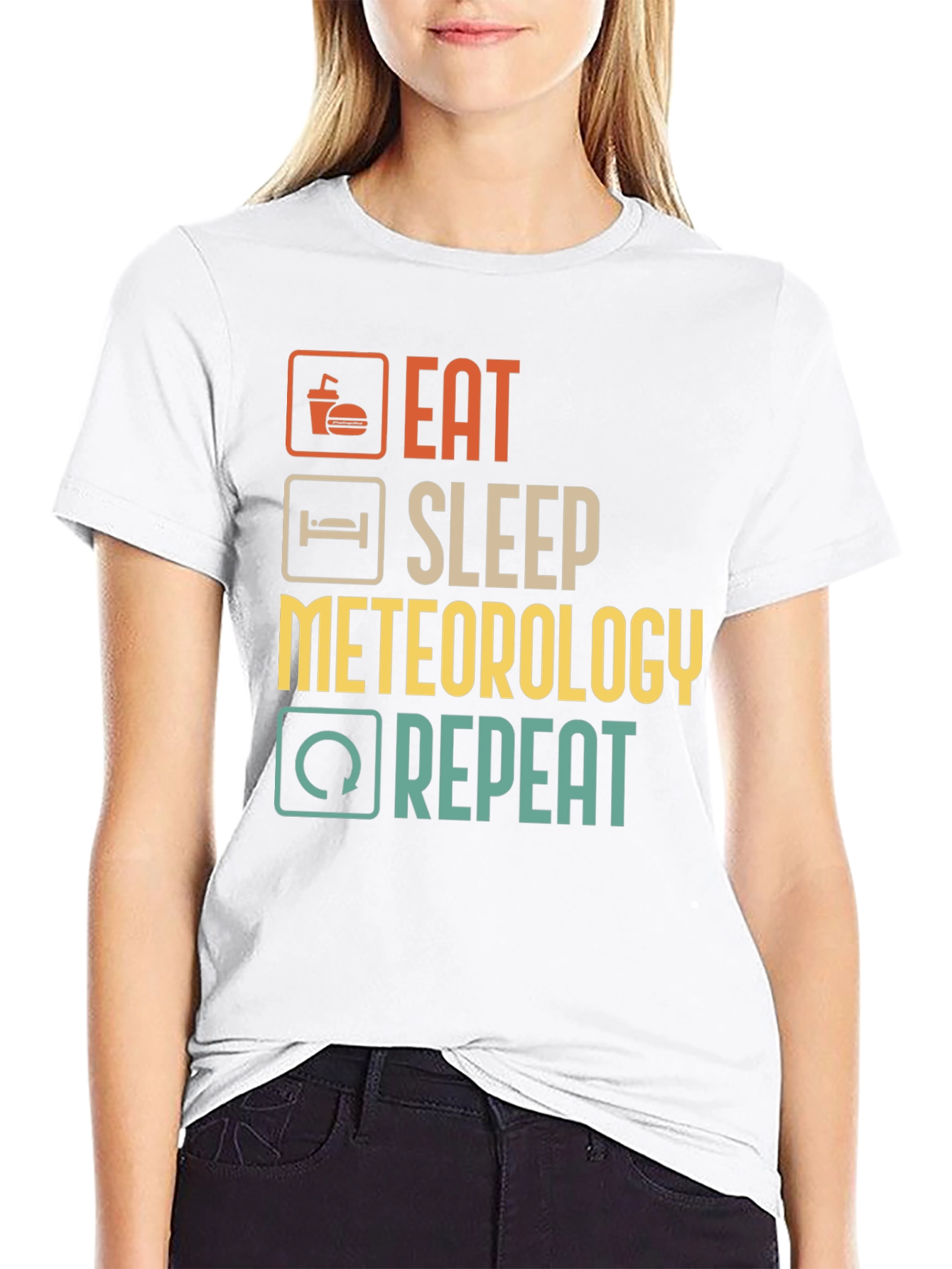 Black Eat Sleep Meteorology Repeat T-Shirt view 9
