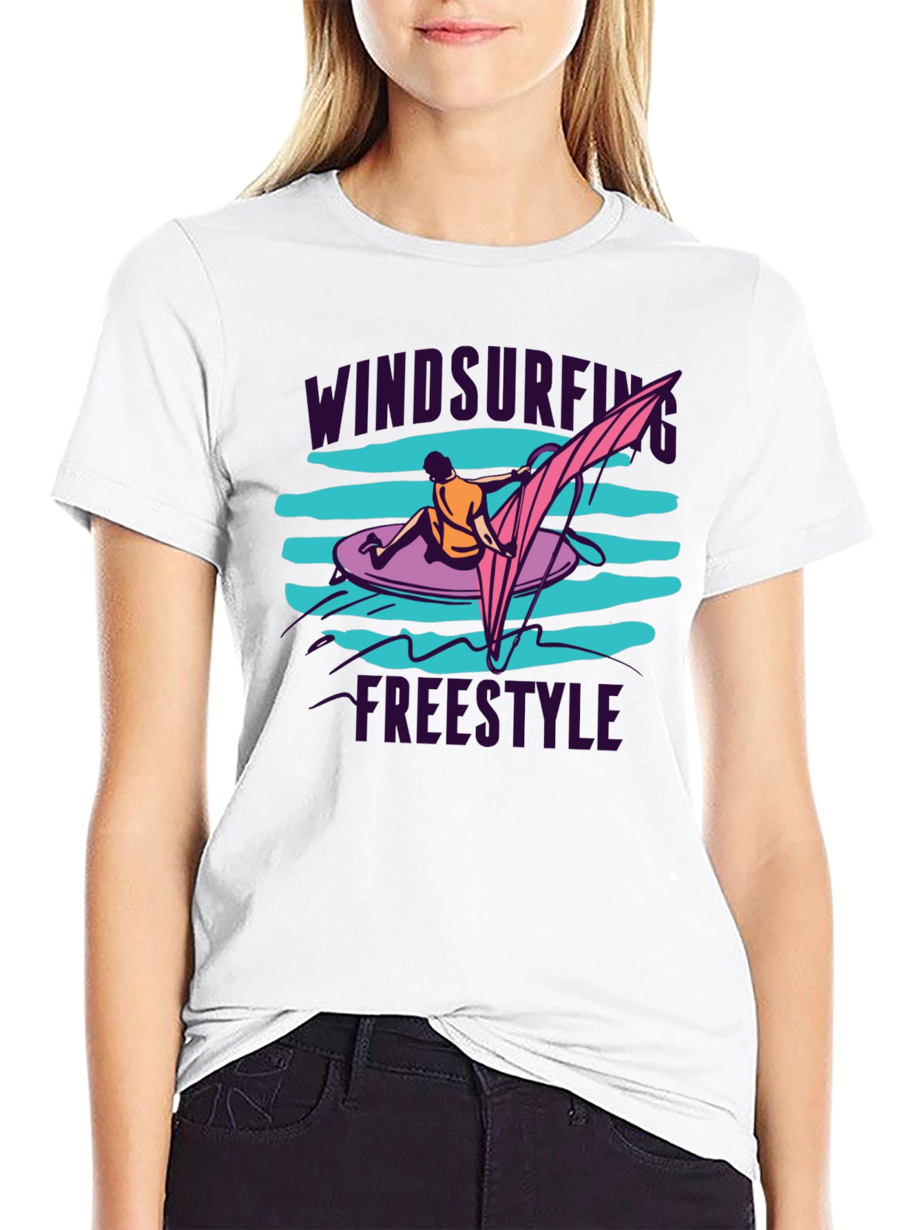 Black Windsurfing Freestyle Black T-Shirt view 9