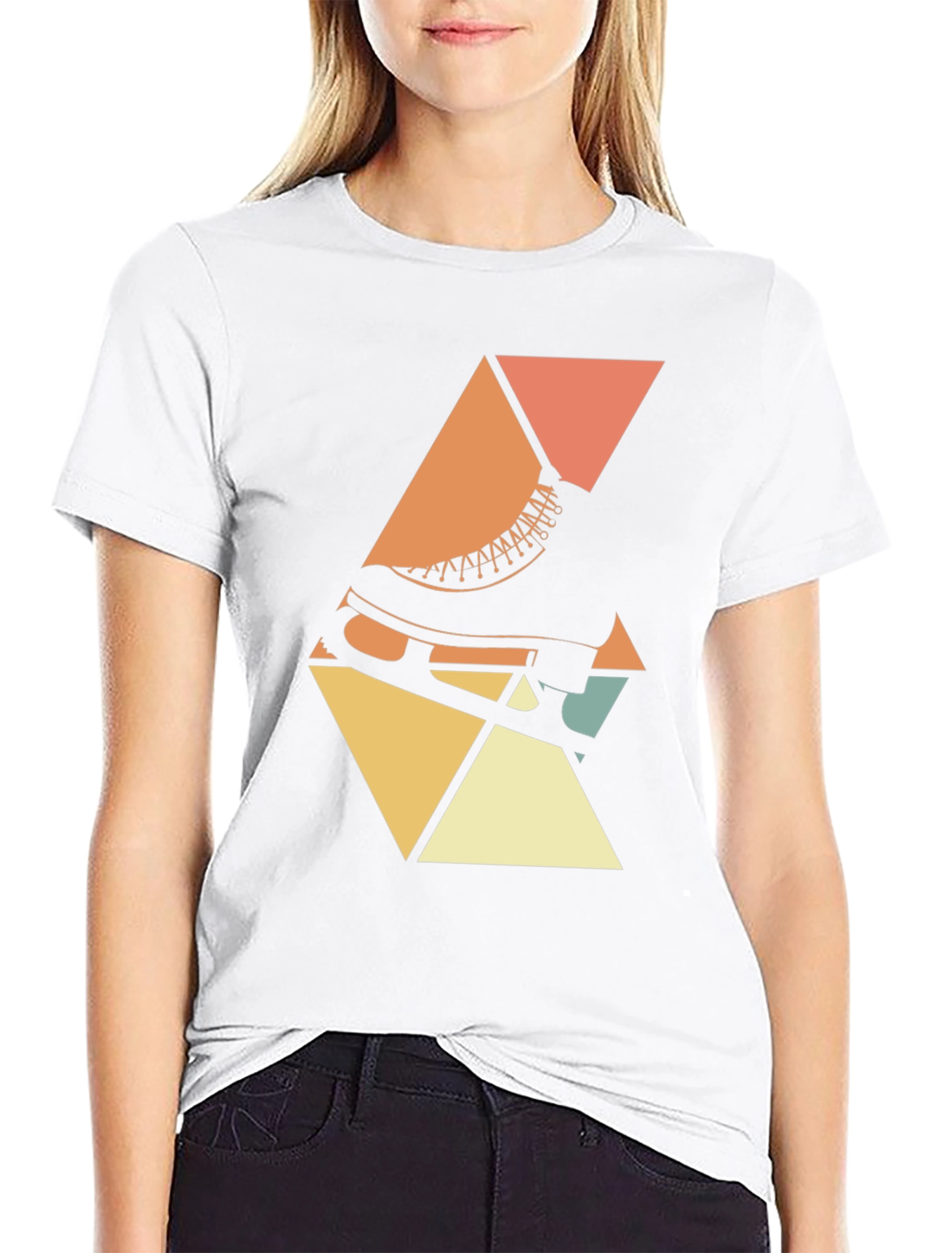 Black Retro Skate T-Shirt - Geometric Design view 9