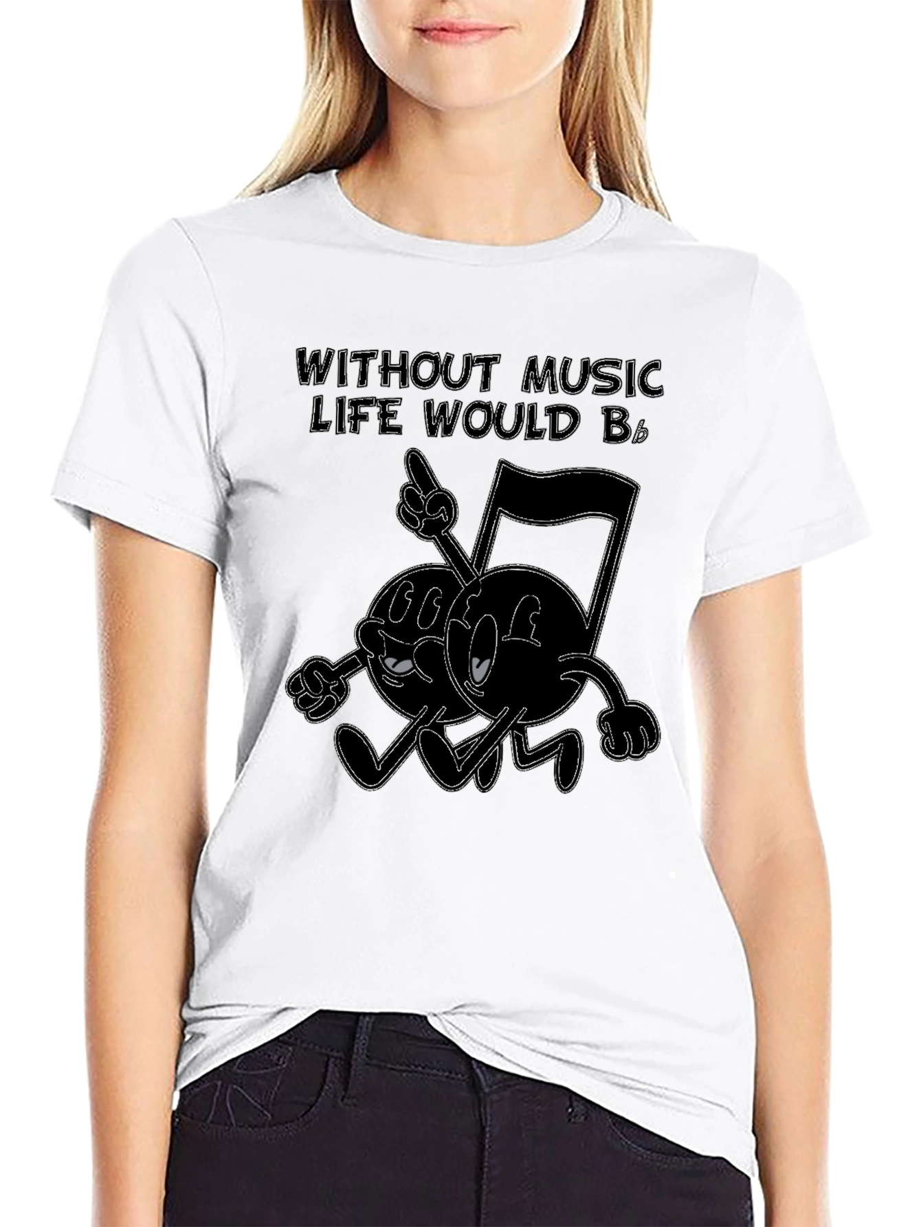 Black Music Note Graphic Black T-Shirt view 9