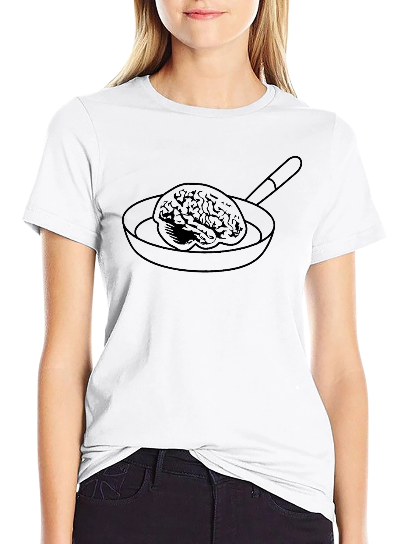 Black Brain in a Pan Graphic T-Shirt view 9