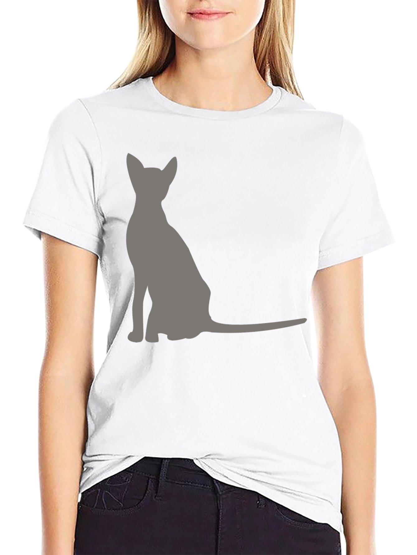 Black Cool Cat Silhouette Graphic Tee - Black view 9