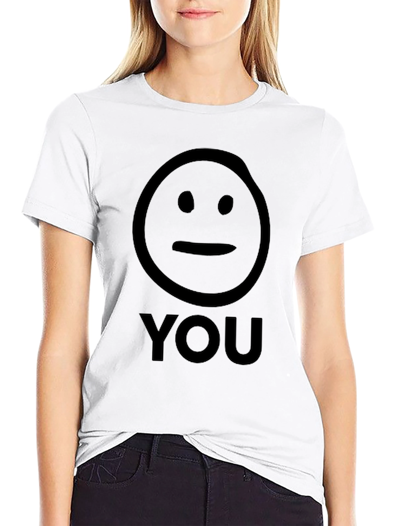 Black Neutral Face "You" Graphic T-Shirt - Unisex Black Tee view 9